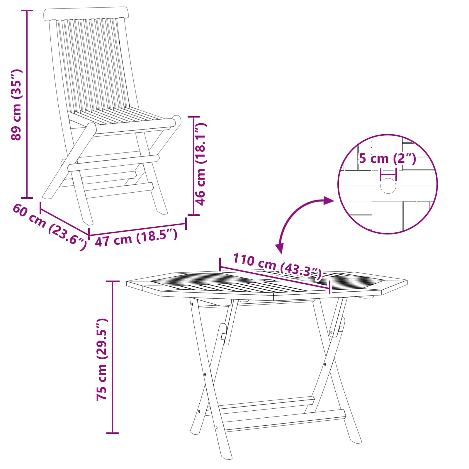 Ensemble bistro de jardin 3 pcs Marron Teck massif - XIOS