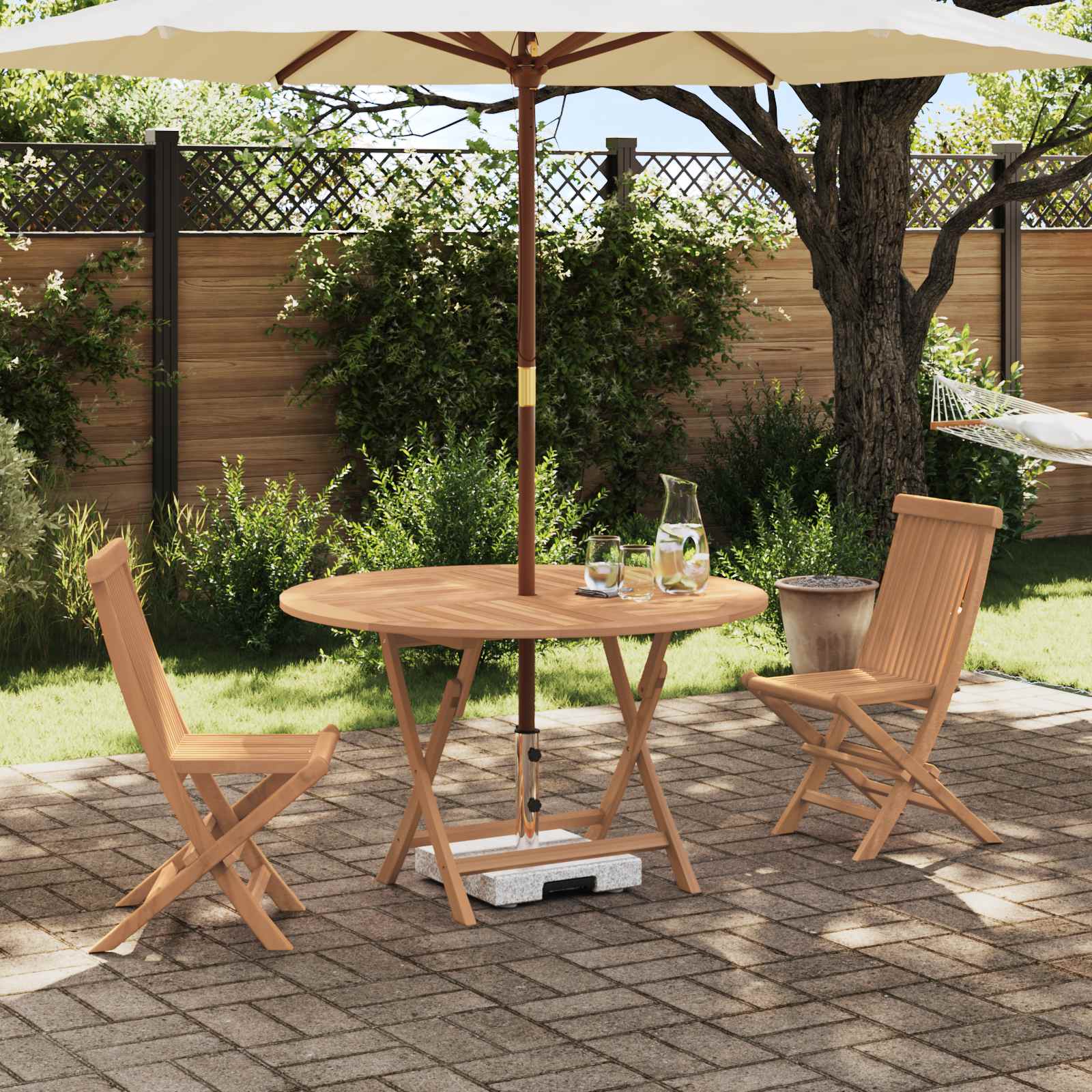 Ensemble bistro de jardin 3 pc Naturel Bois de teck massif