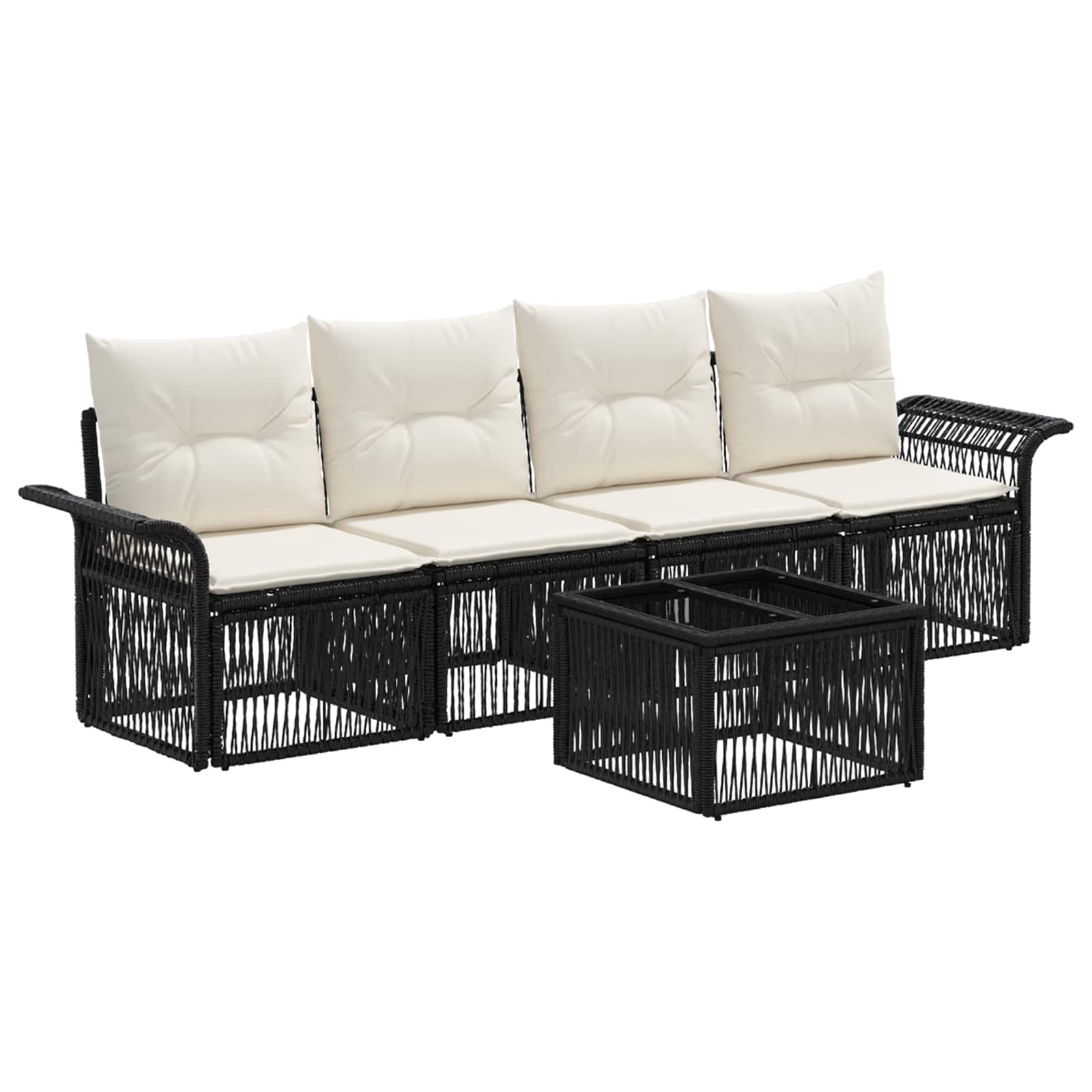 Ensemble de canapé de jardin 5 pcs Noir polyrotin - XIOS