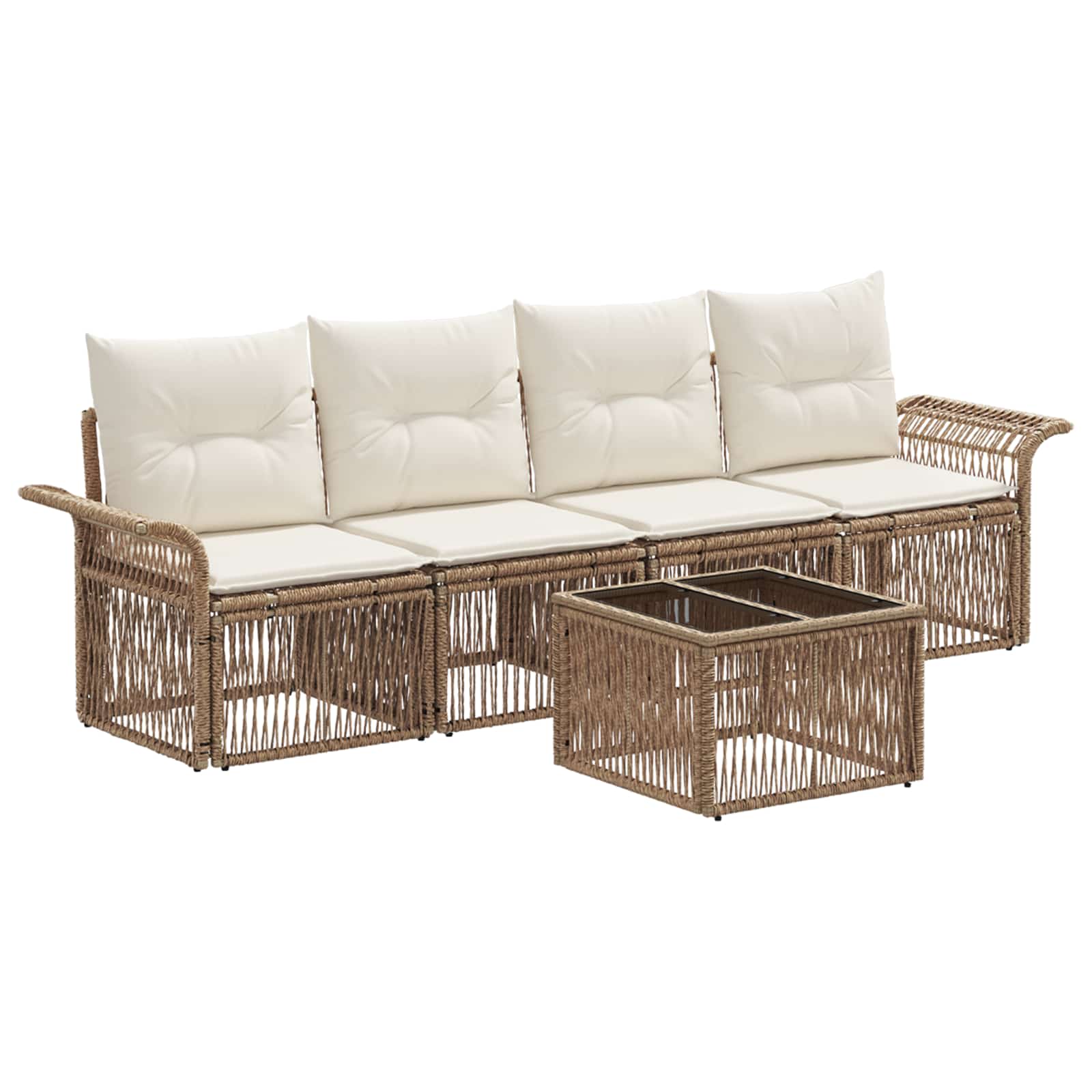 Ensemble de canapé de jardin 5 pcs Beige polyrotin - XIOS