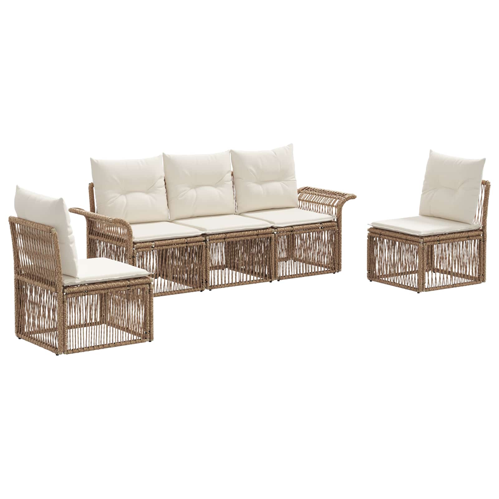 Ensemble de canapé de jardin 5 pcs Beige polyrotin - XIOS