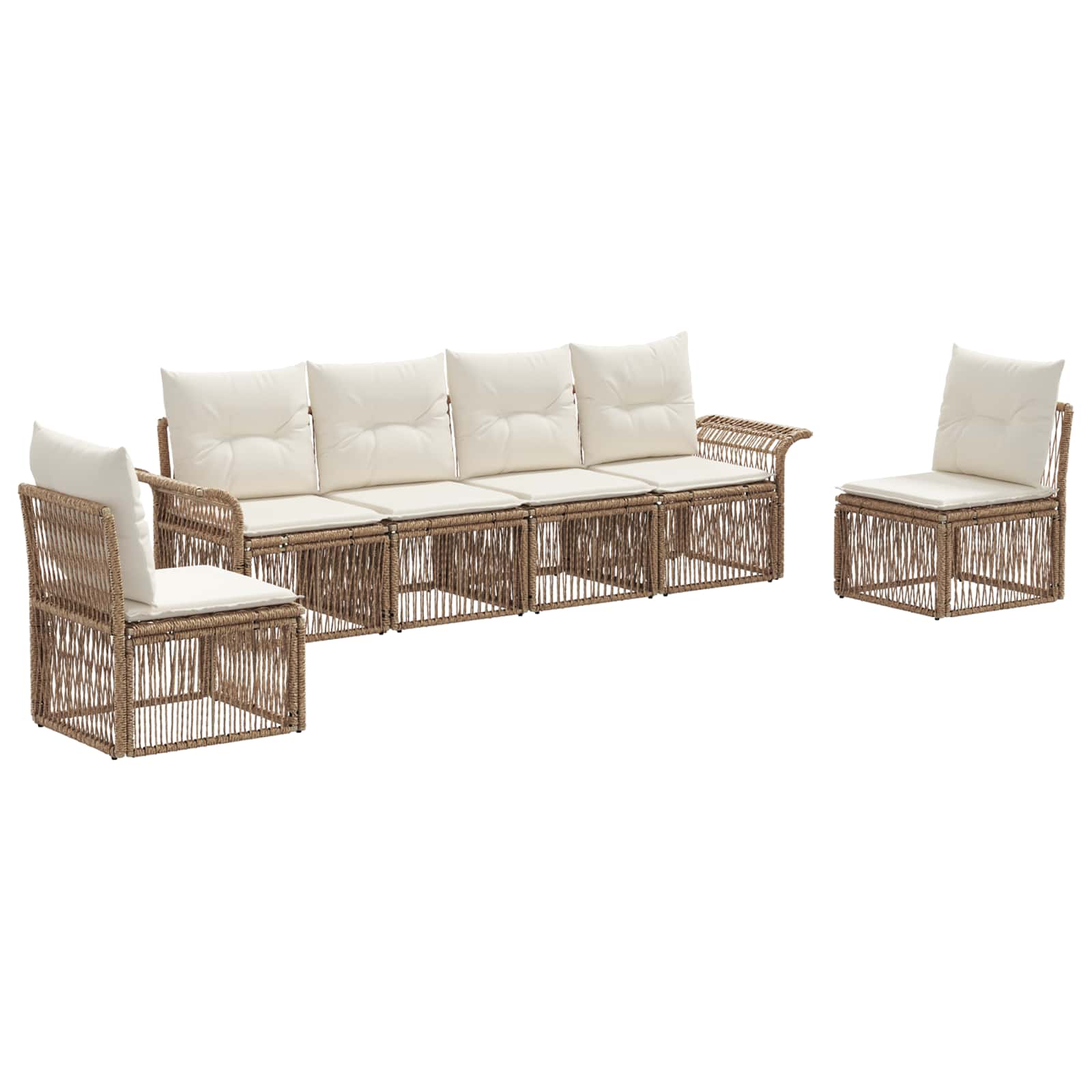 Ensemble de canapé de jardin 6 pcs Beige polyrotin - XIOS