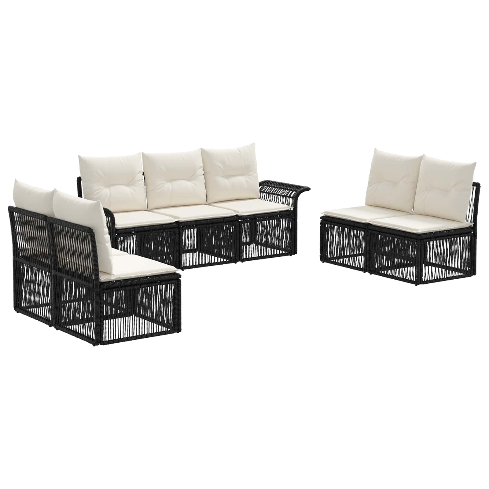 Ensemble de canapé de jardin 7 pcs Noir polyrotin - XIOS
