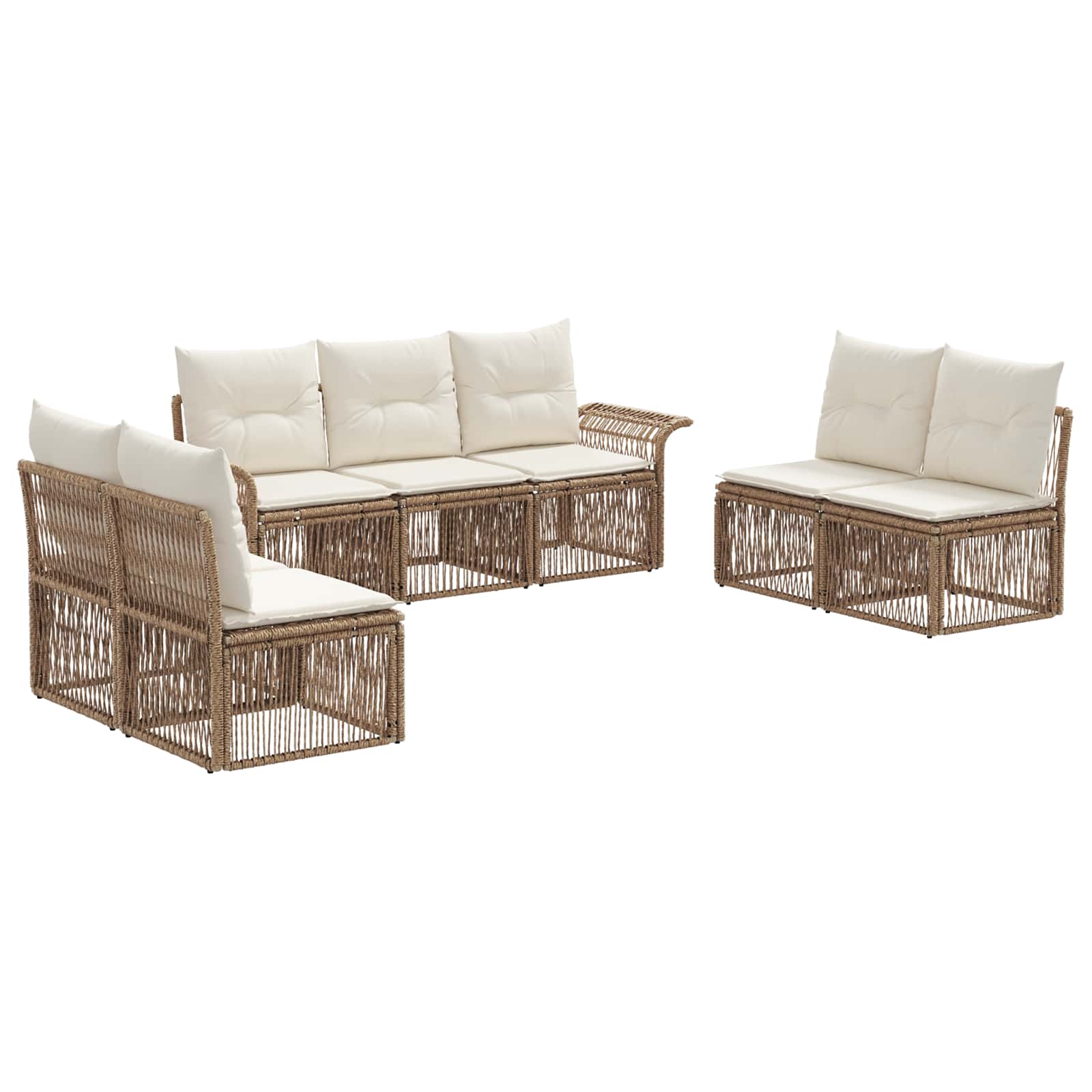 Ensemble de canapé de jardin 7 pcs Beige polyrotin - XIOS