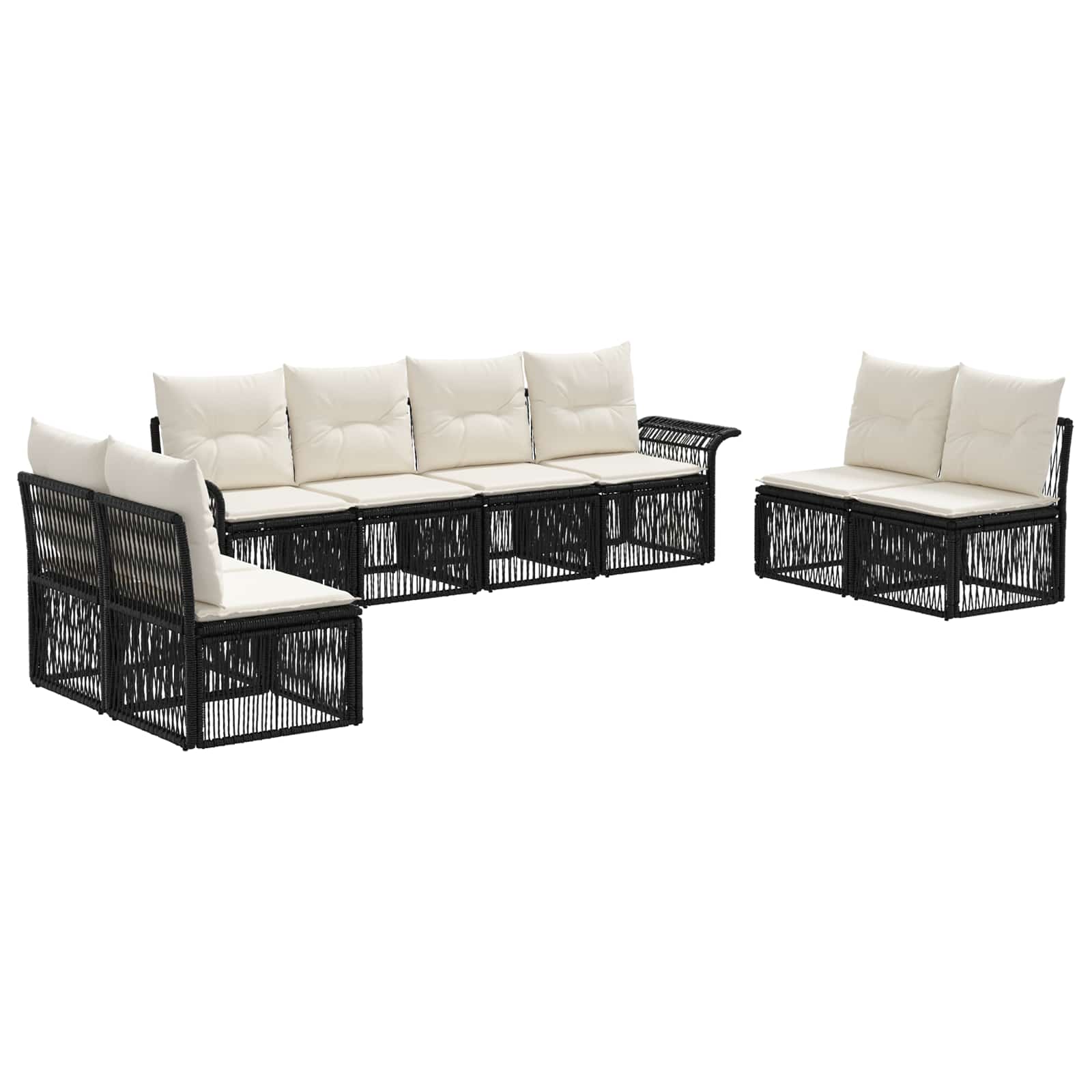 Ensemble de canapé de jardin 8 pcs Noir polyrotin - XIOS
