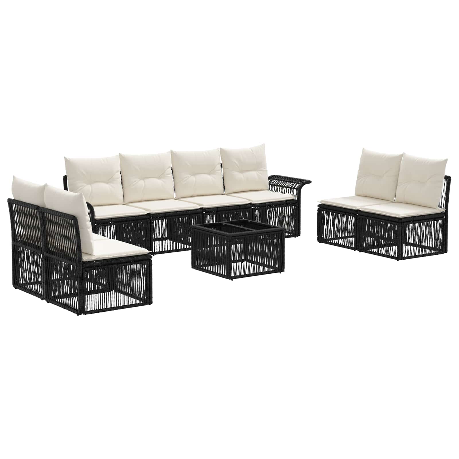 Ensemble de canapé de jardin 9 pcs Noir polyrotin - XIOS