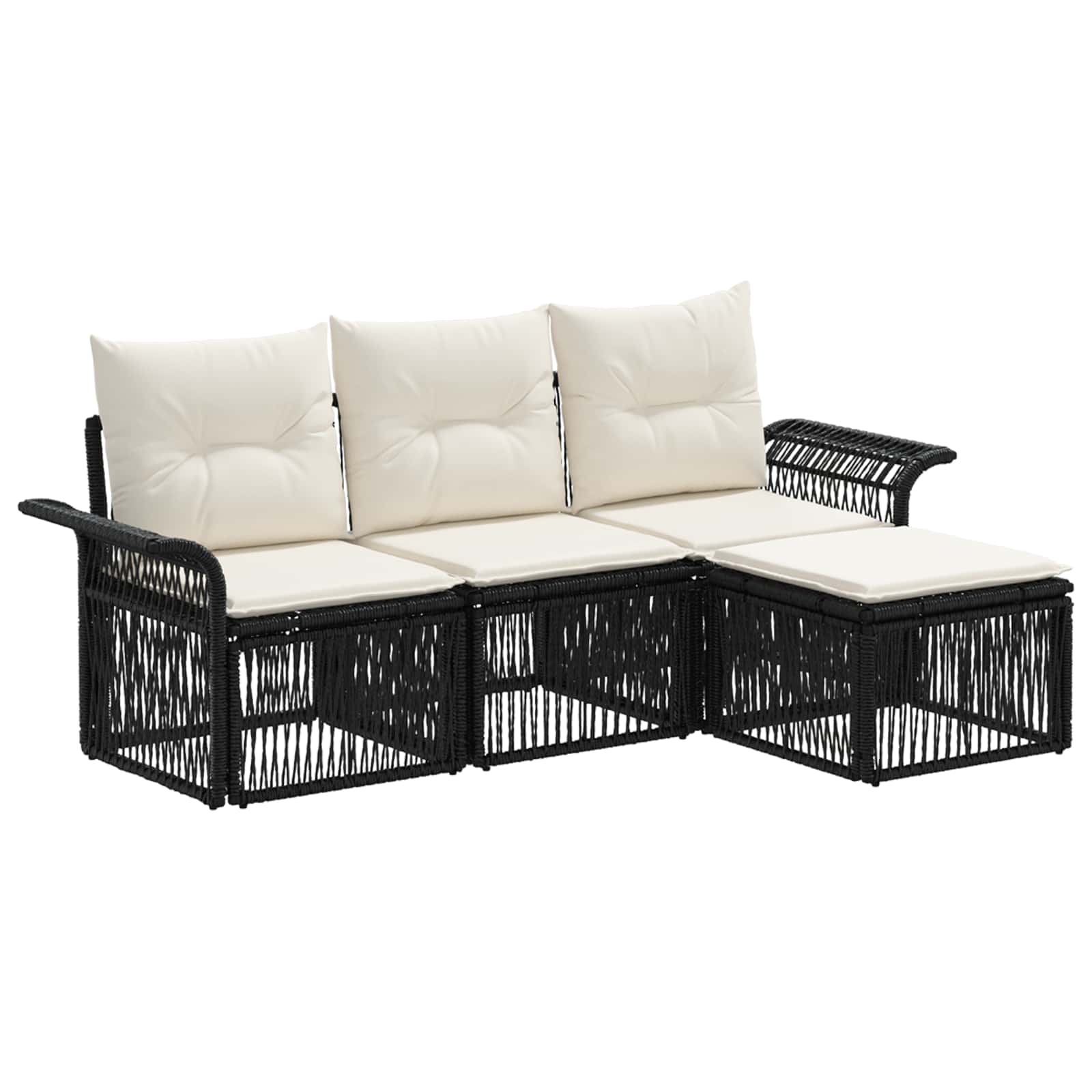 Ensemble de canapé de jardin 4 pcs Noir polyrotin - XIOS
