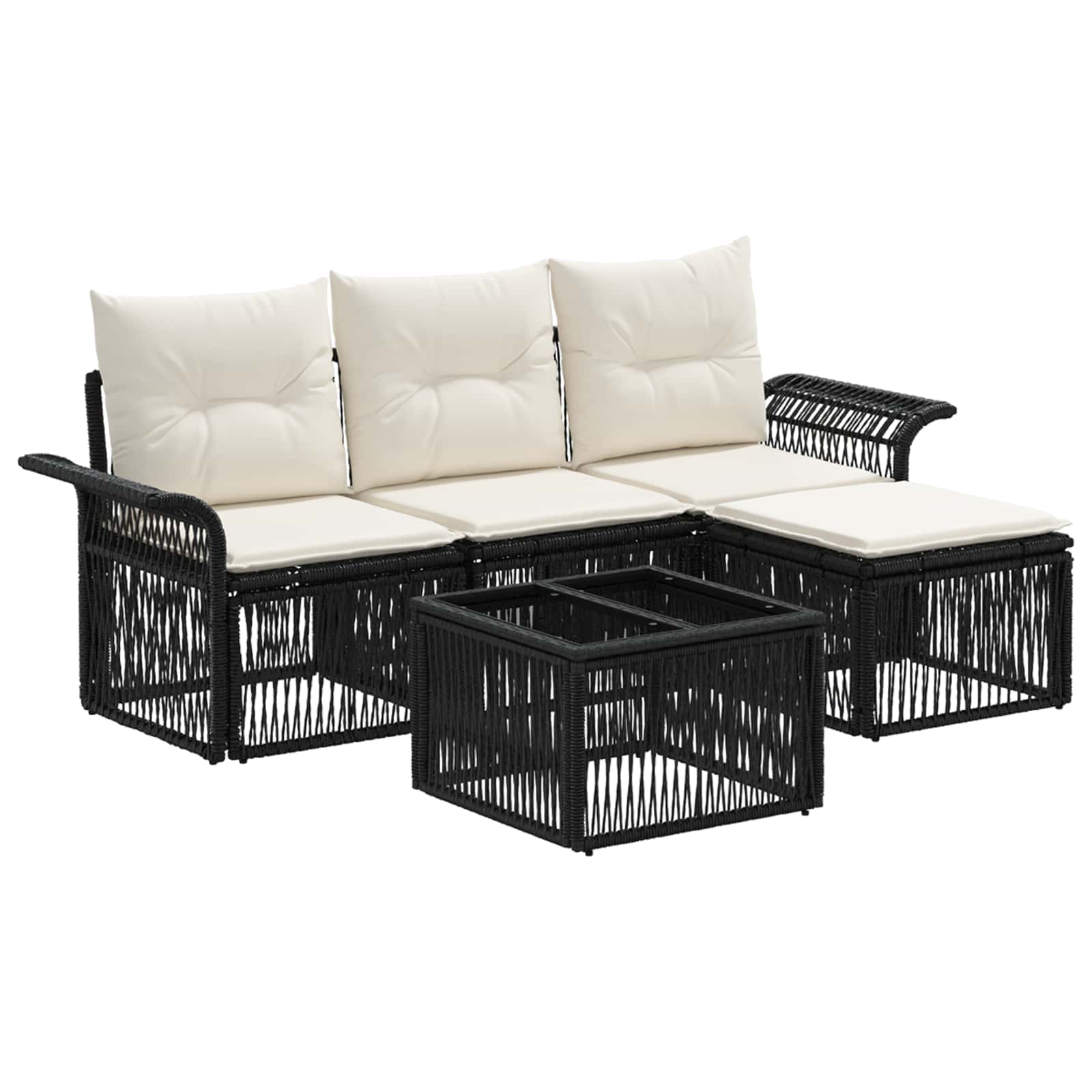 Ensemble de canapé de jardin 5 pcs Noir polyrotin - XIOS