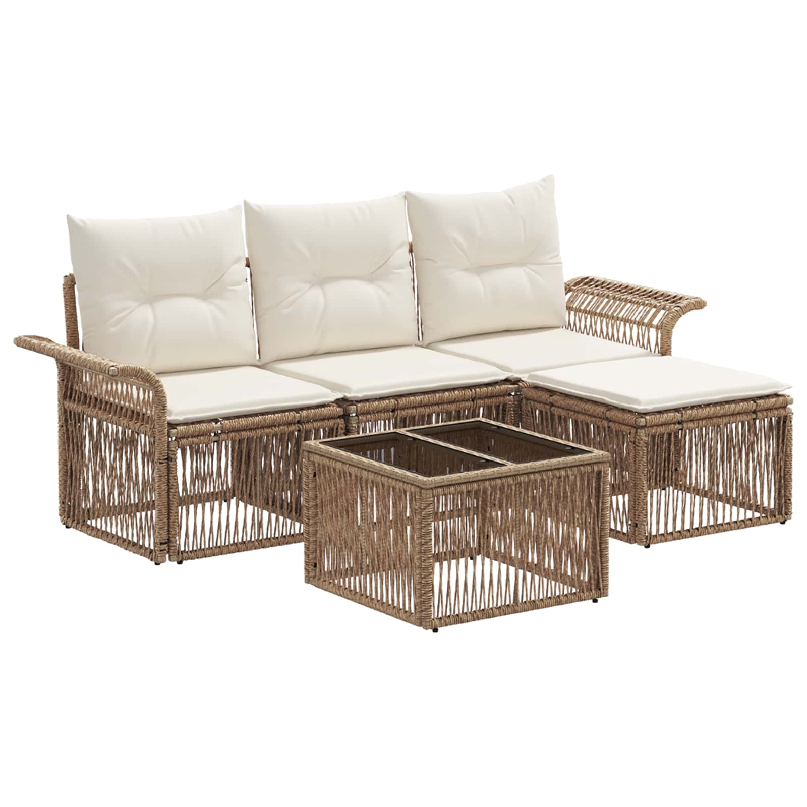 Ensemble de canapé de jardin 5 pcs Beige polyrotin - XIOS