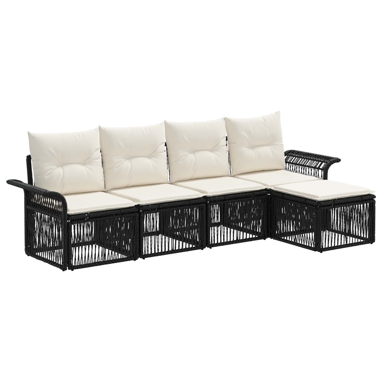 Ensemble de canapé de jardin 5 pcs Noir polyrotin - XIOS