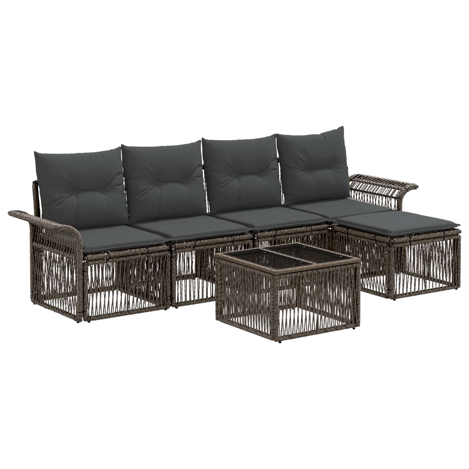 Ensemble de canapé de jardin 6 pcs Gris polyrotin - XIOS