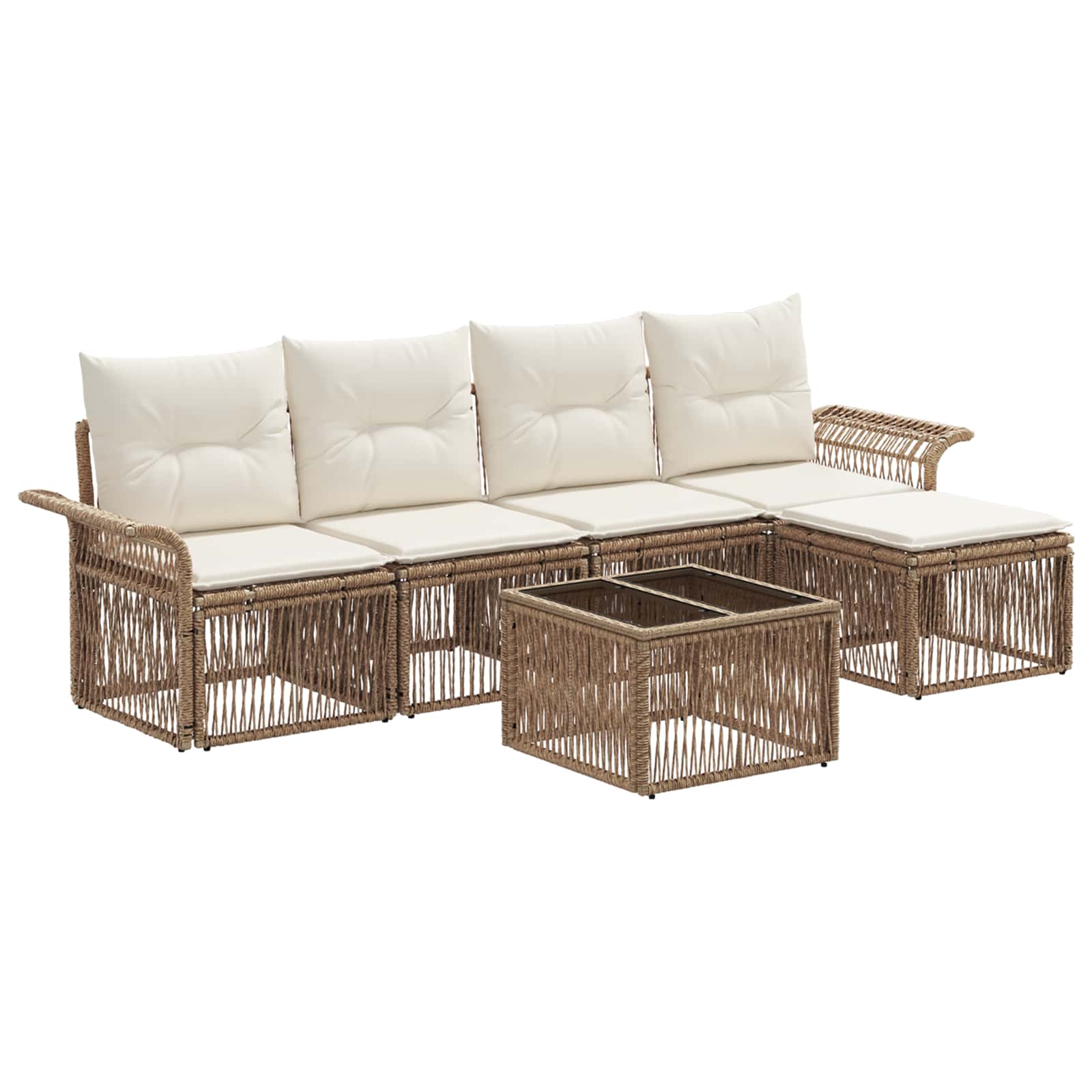 Ensemble de canapé de jardin 6 pcs Beige polyrotin - XIOS