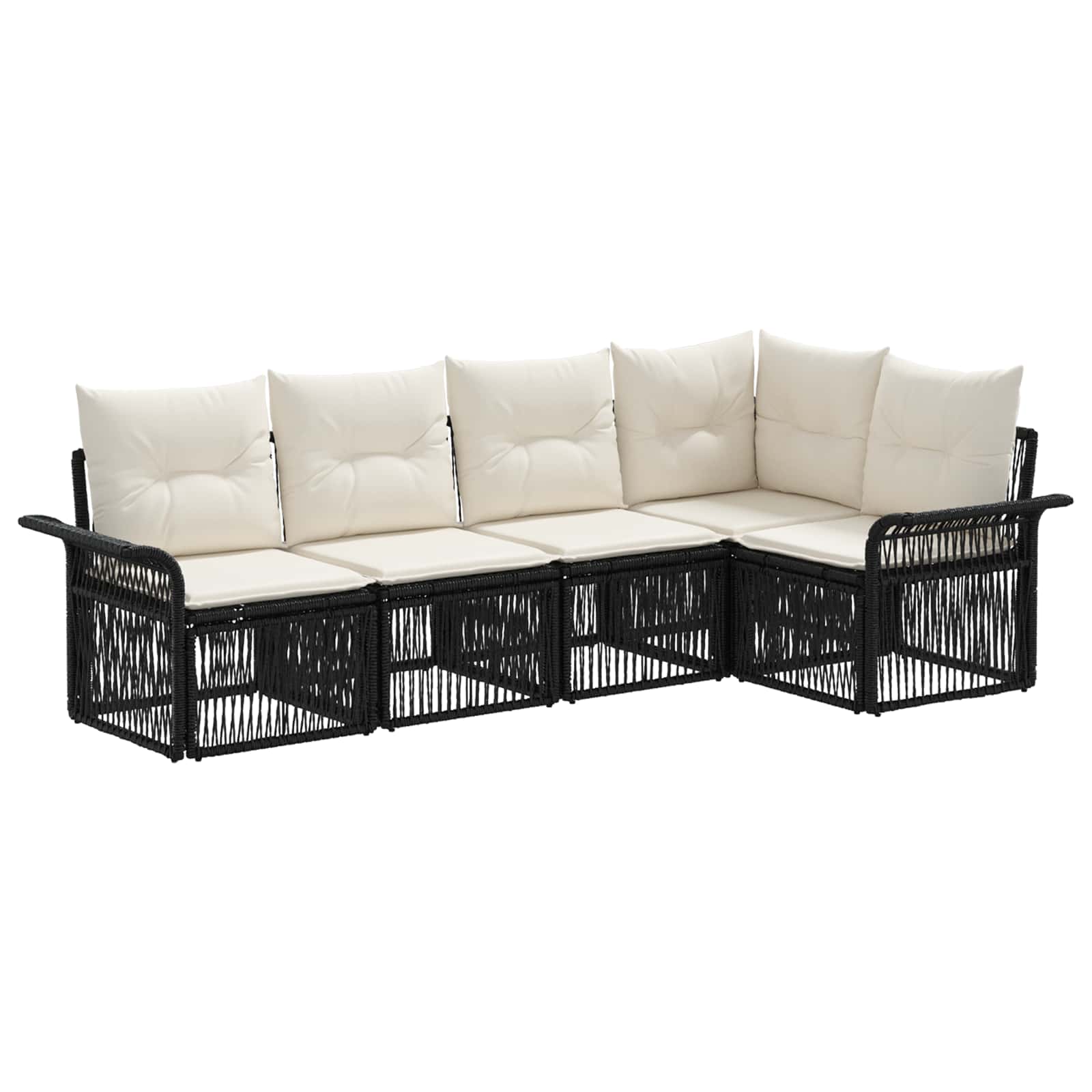 Ensemble de canapé de jardin 5 pcs Noir polyrotin - XIOS