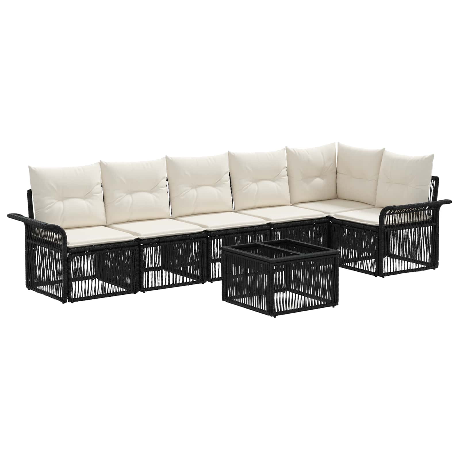 Ensemble de canapé de jardin 7 pcs Noir polyrotin - XIOS