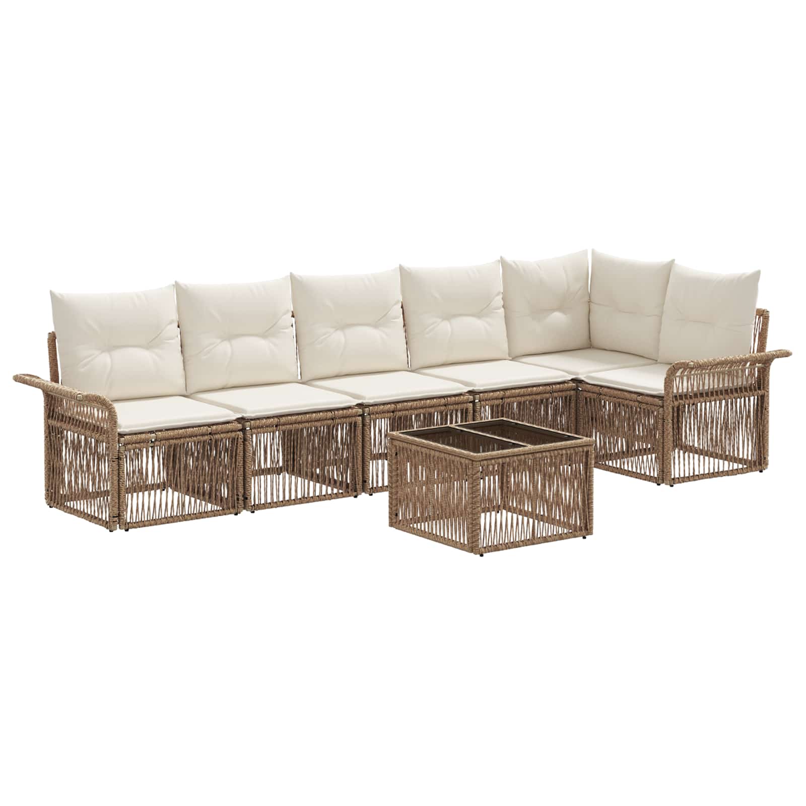 Ensemble de canapé de jardin 7 pcs Beige polyrotin - XIOS