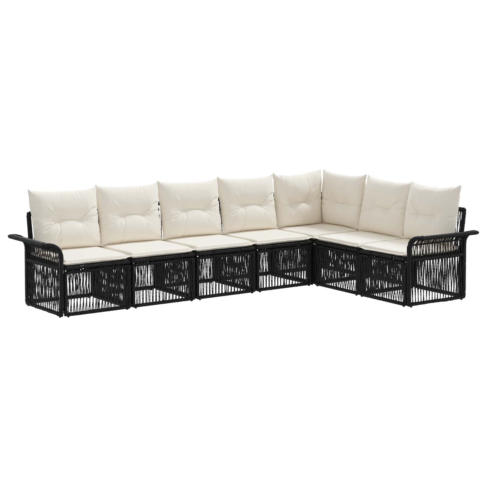 Ensemble de canapé de jardin 7 pcs Noir polyrotin - XIOS