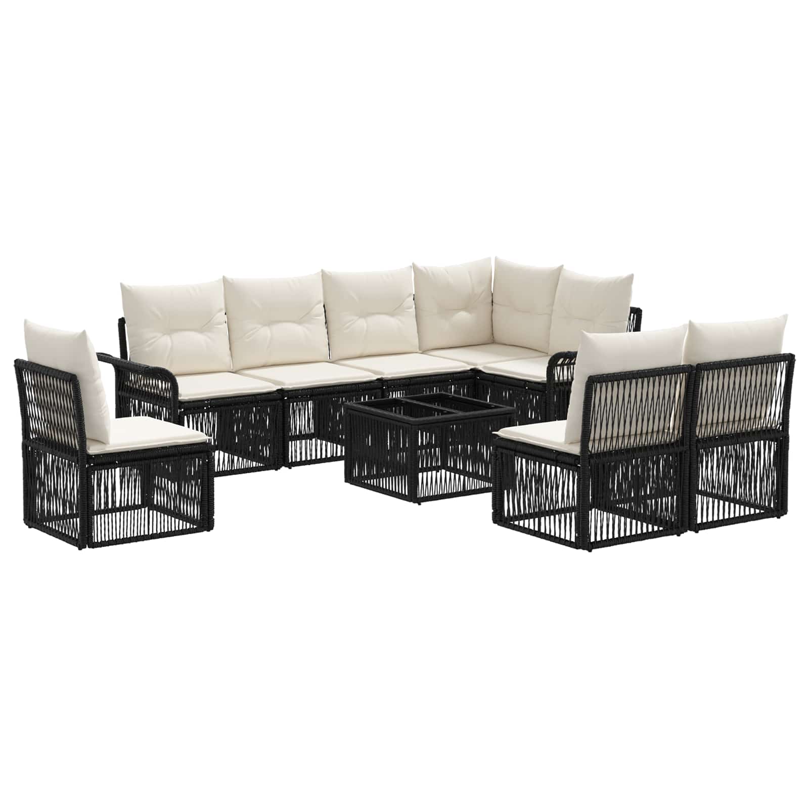 Ensemble de canapé de jardin 9 pcs Noir polyrotin - XIOS