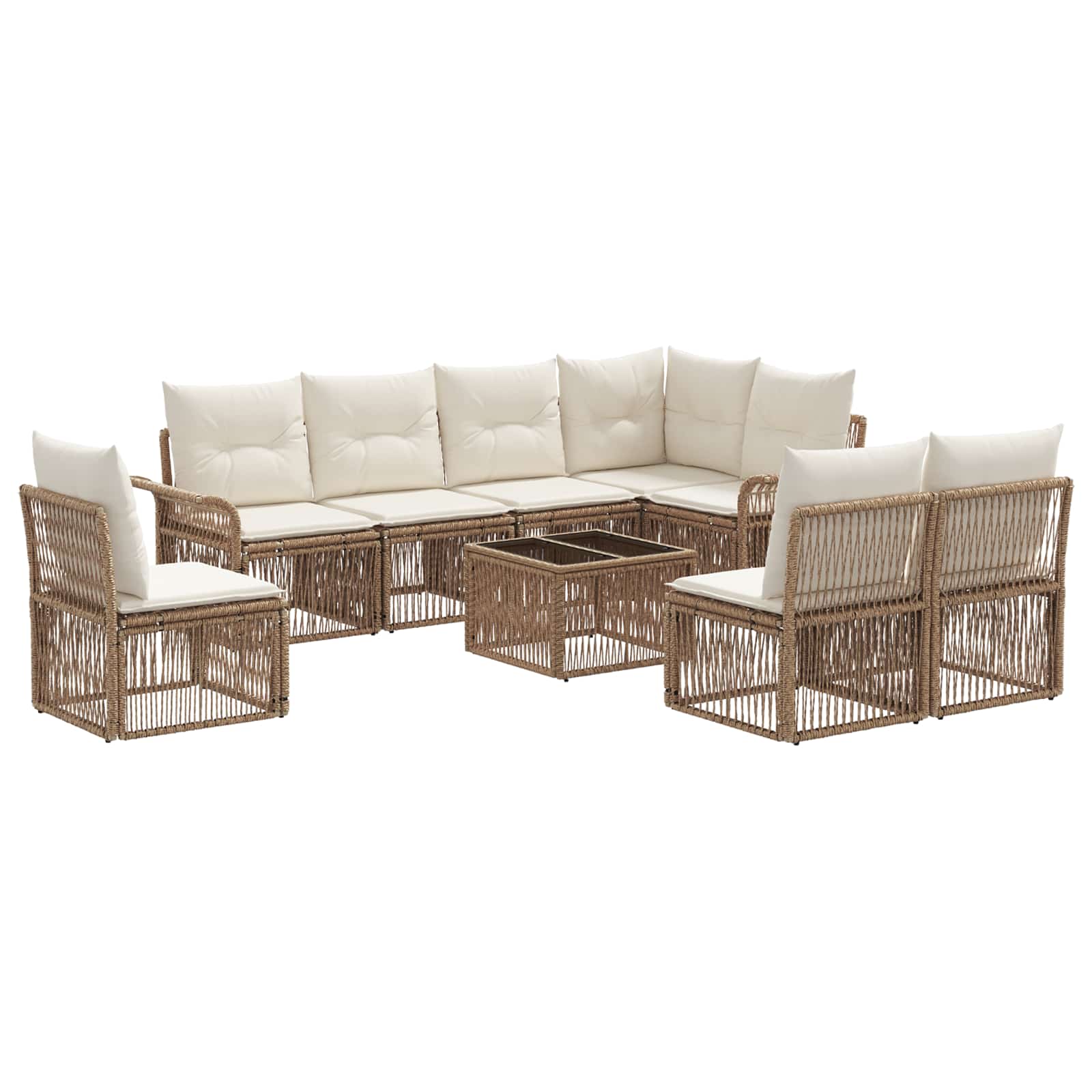 Ensemble de canapé de jardin 9 pcs Beige polyrotin - XIOS