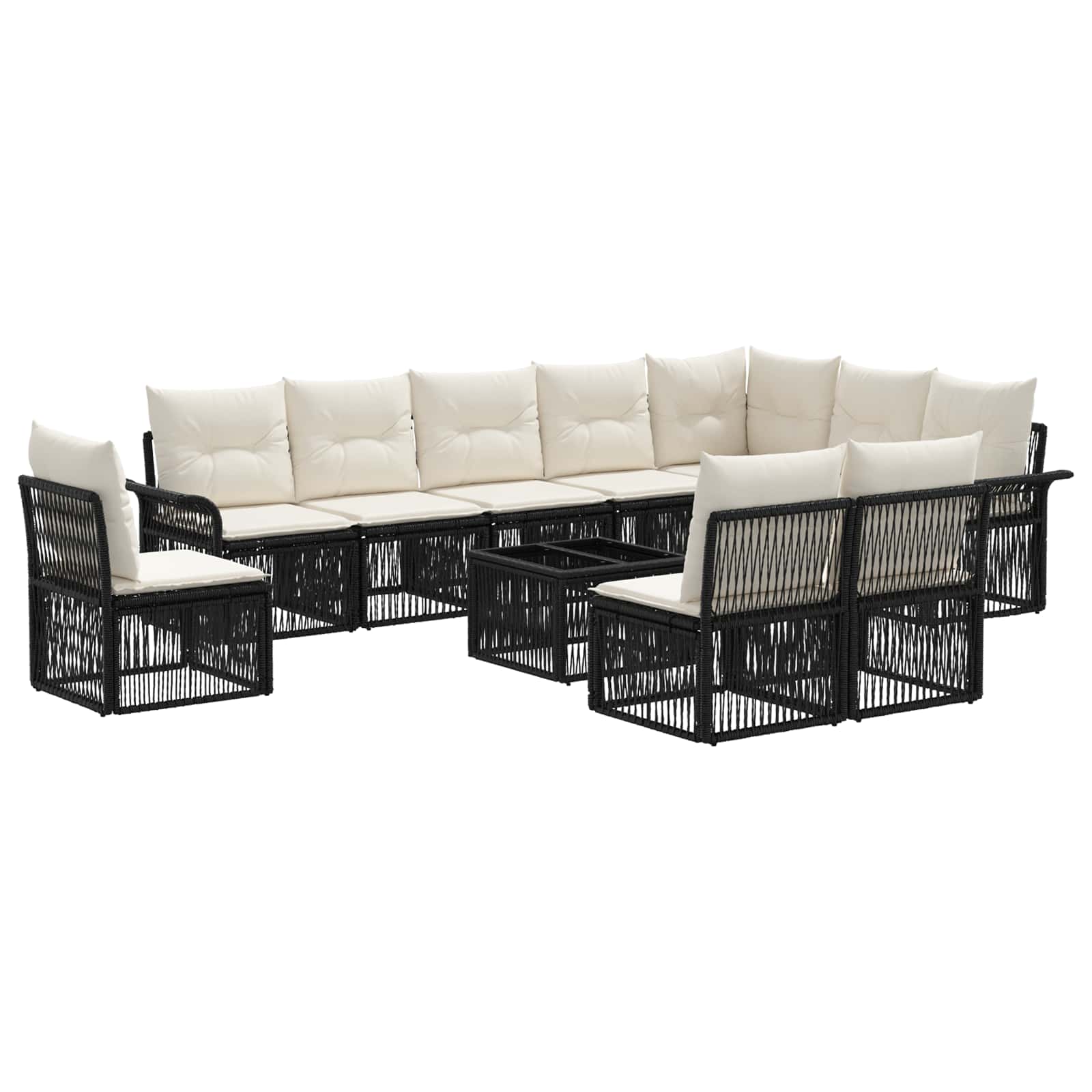 Ensemble de canapé de jardin 11 pcs Noir polyrotin - XIOS