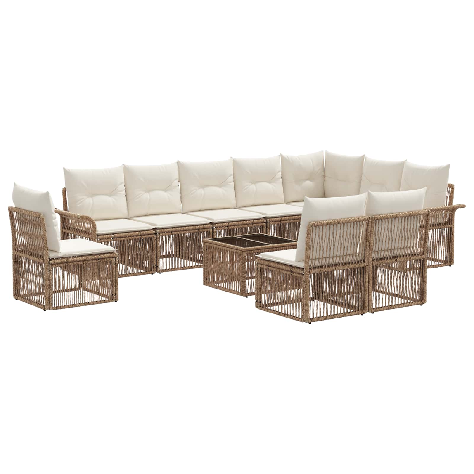 Ensemble de canapé de jardin 11 pcs Beige polyrotin - XIOS