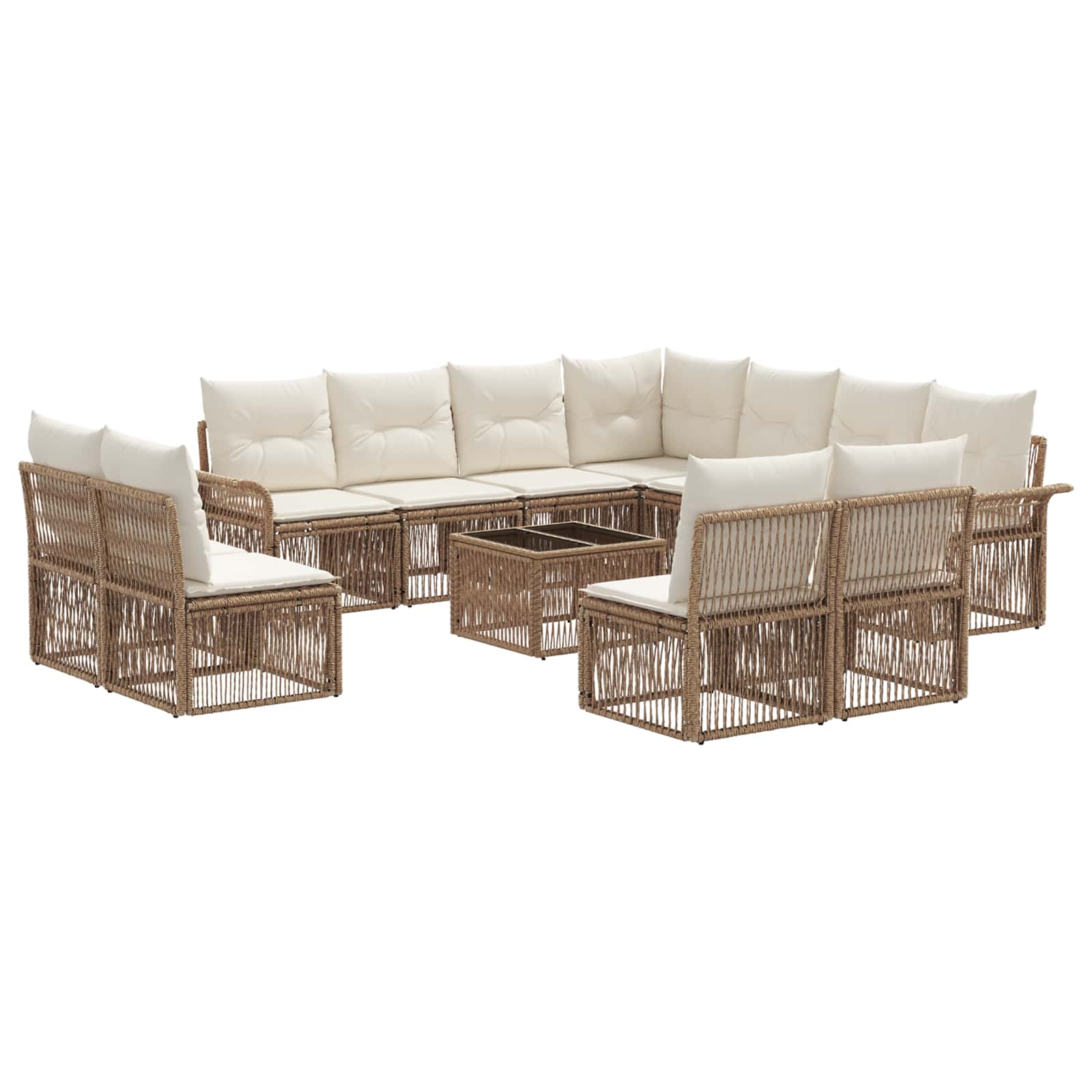 Ensemble de canapé de jardin 12 pcs Beige polyrotin - XIOS