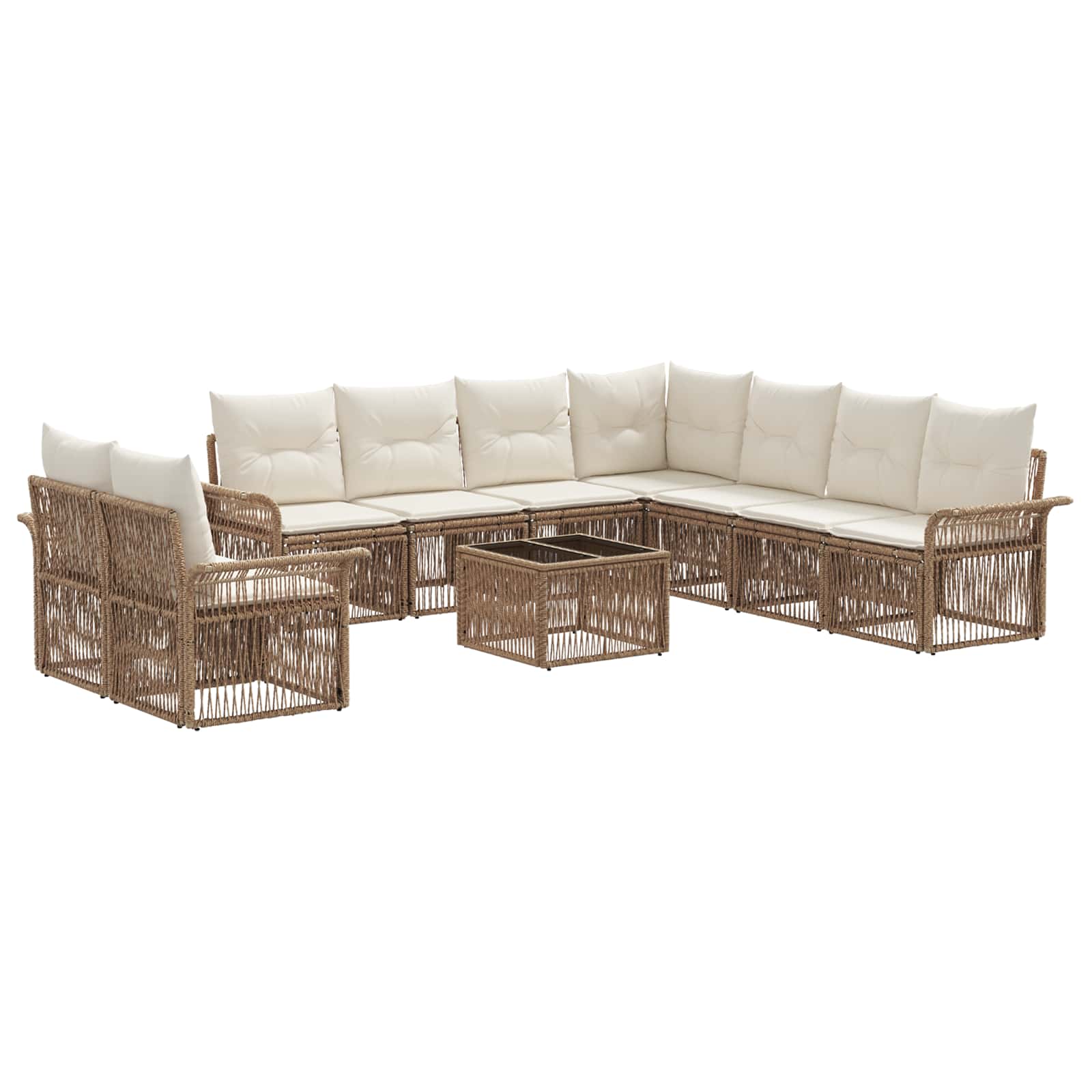 Ensemble de canapé de jardin 10 pcs Beige polyrotin - XIOS