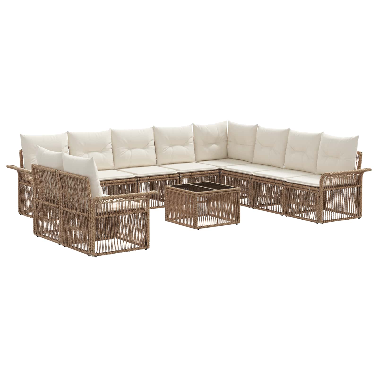 Ensemble de canapé de jardin 11 pcs Beige polyrotin - XIOS