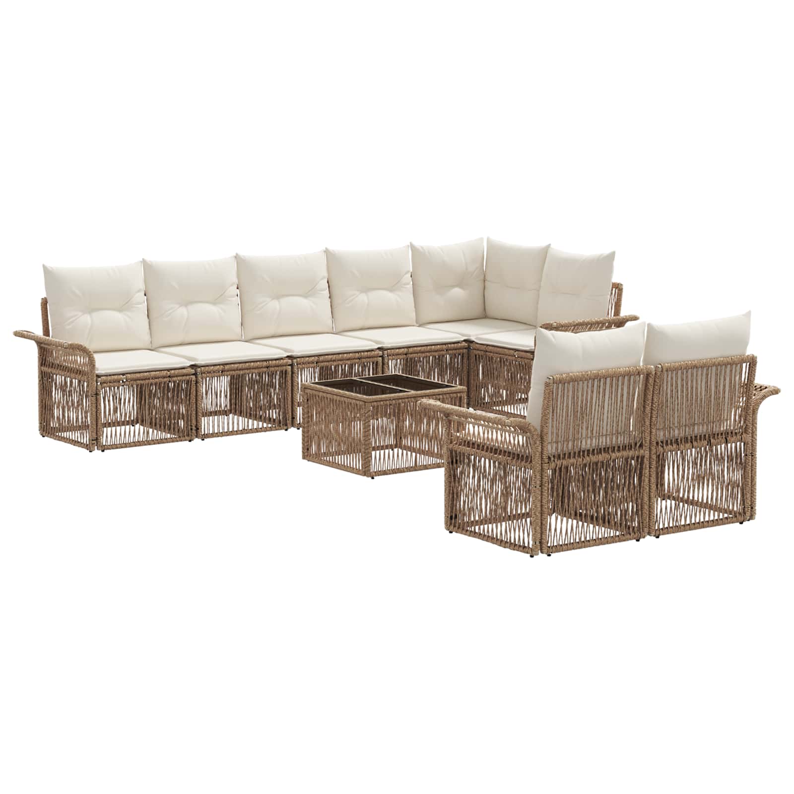 Ensemble de canapé de jardin 9 pcs Beige polyrotin - XIOS