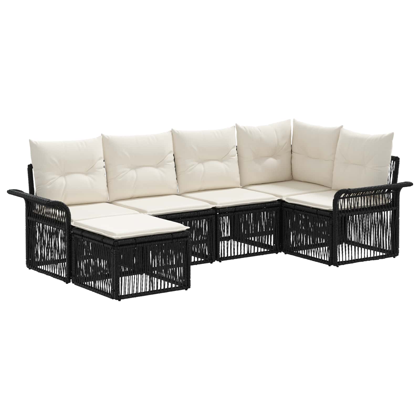 Ensemble de canapé de jardin 6 pcs Noir polyrotin - XIOS