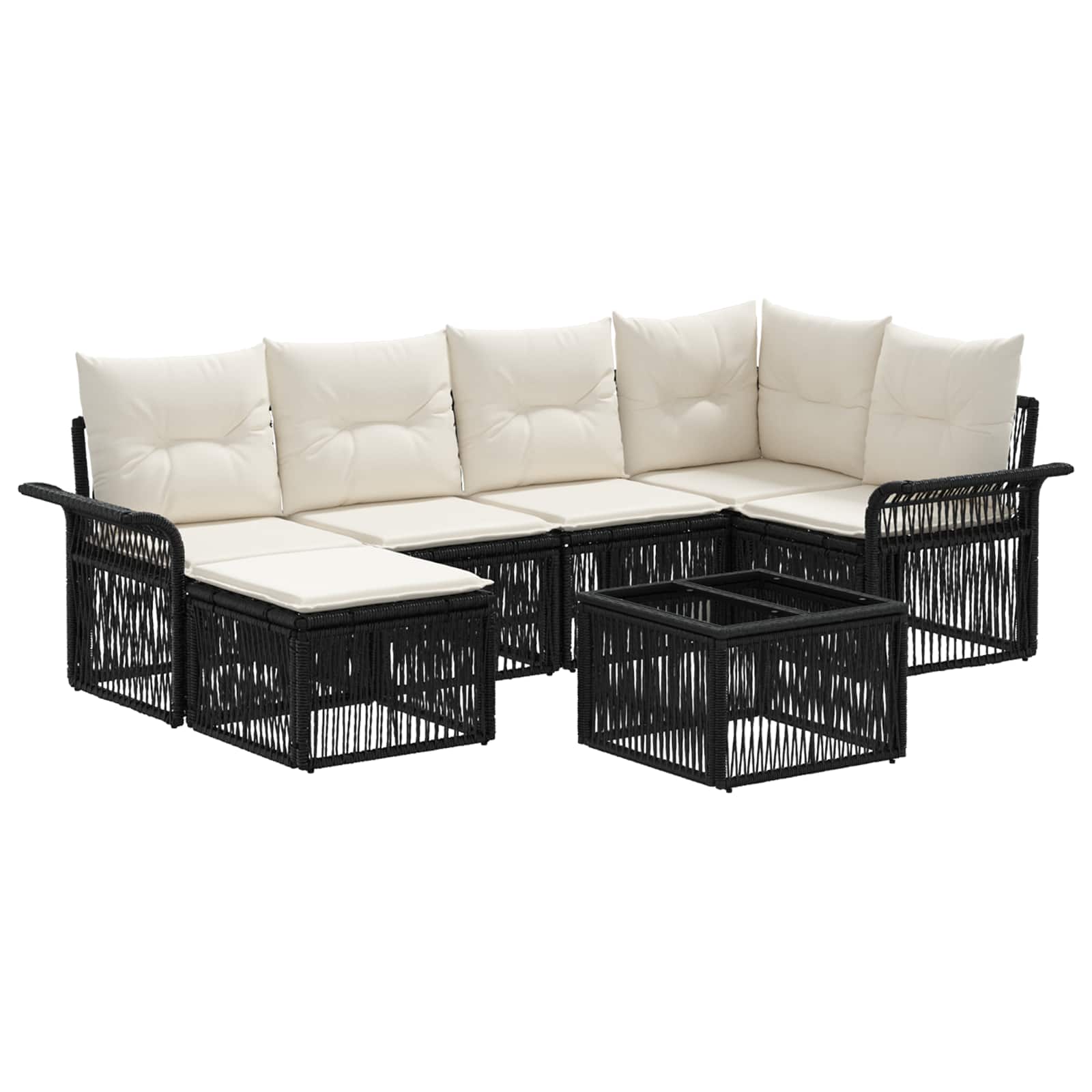 Ensemble de canapé de jardin 7 pcs Noir polyrotin - XIOS