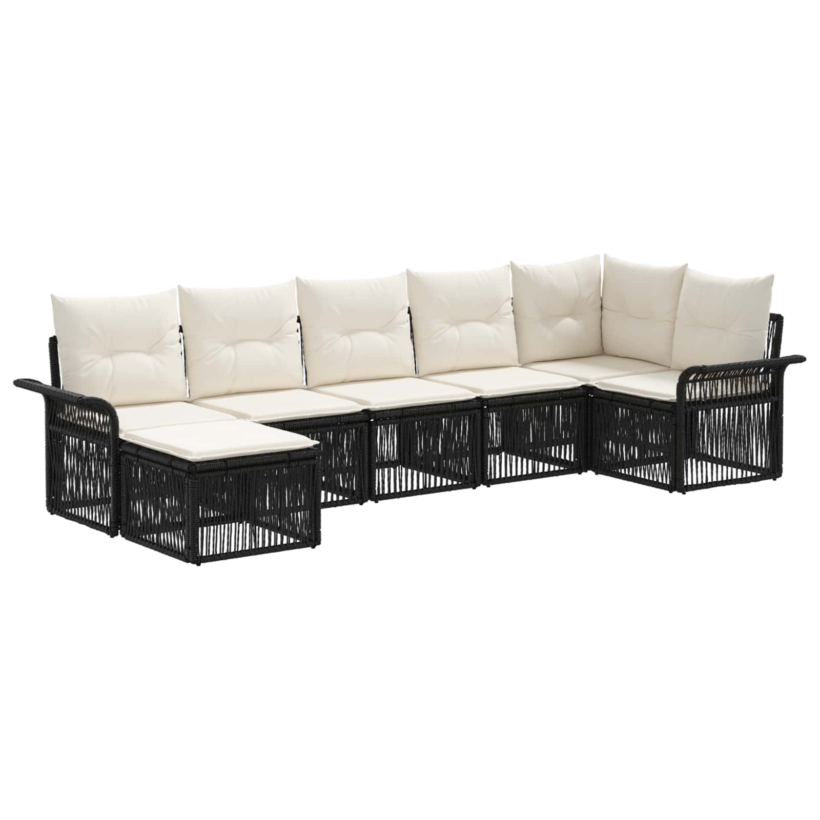 Ensemble de canapé de jardin 7 pcs Noir polyrotin - XIOS