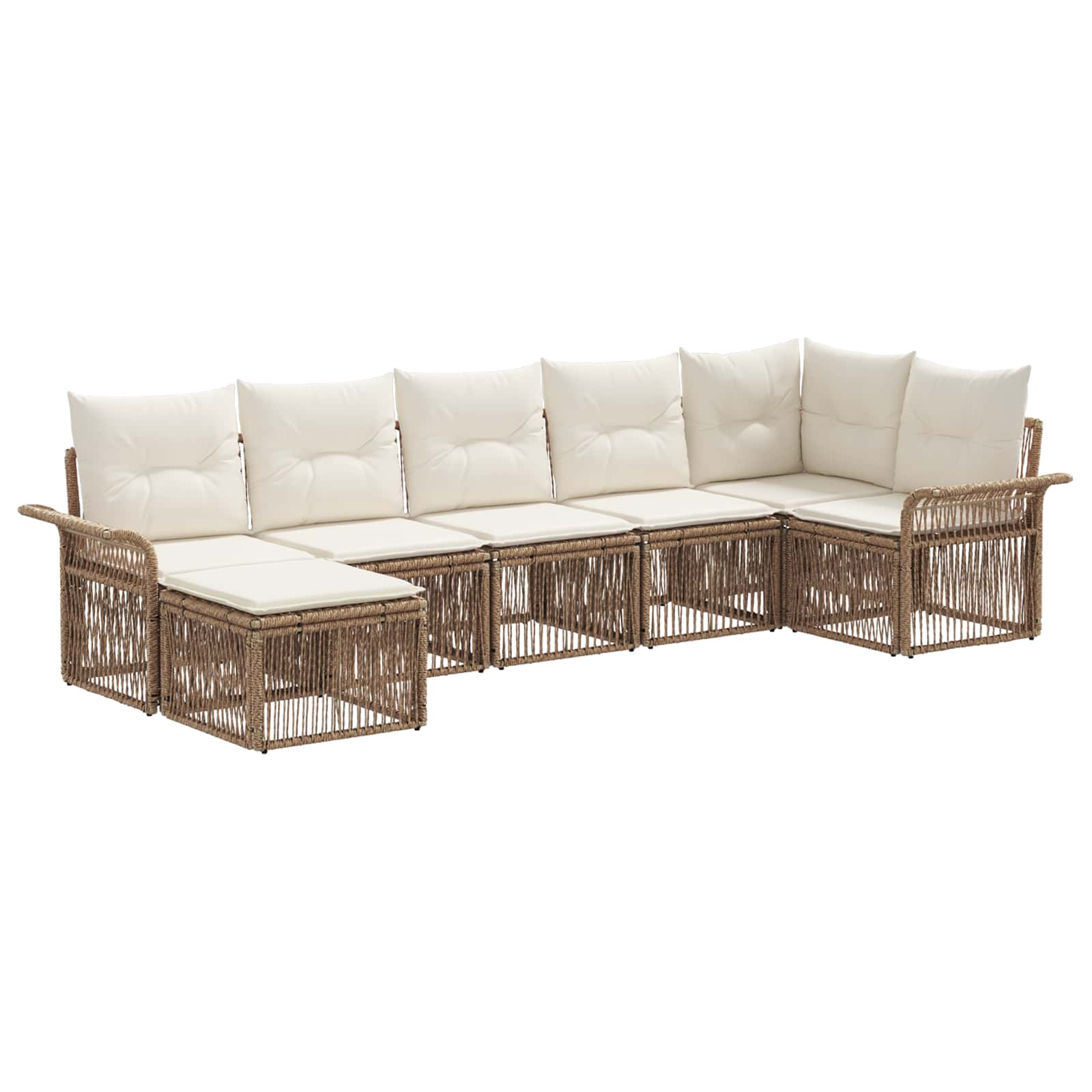 Ensemble de canapé de jardin 7 pcs Beige polyrotin - XIOS