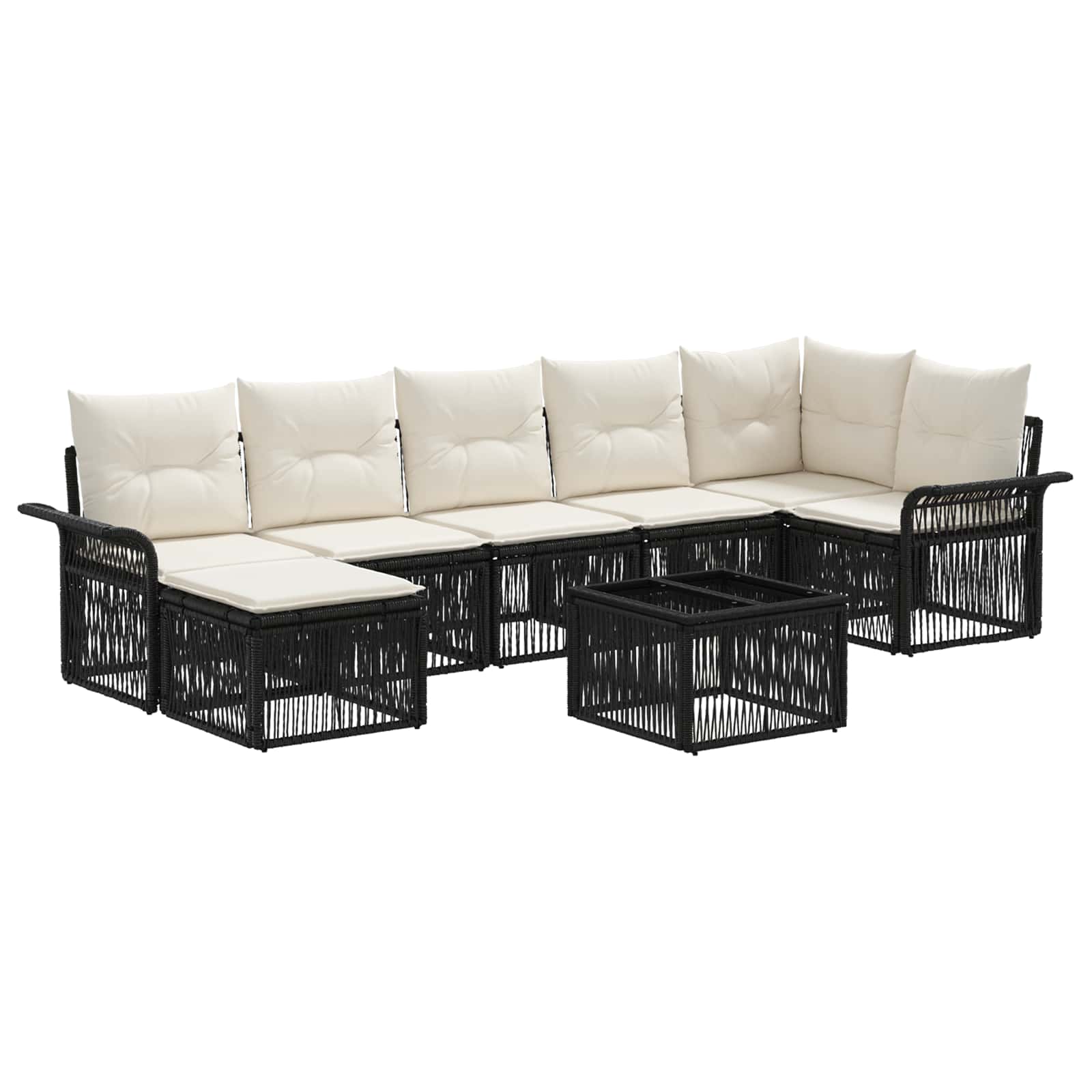 Ensemble de canapé de jardin 8 pcs Noir polyrotin - XIOS