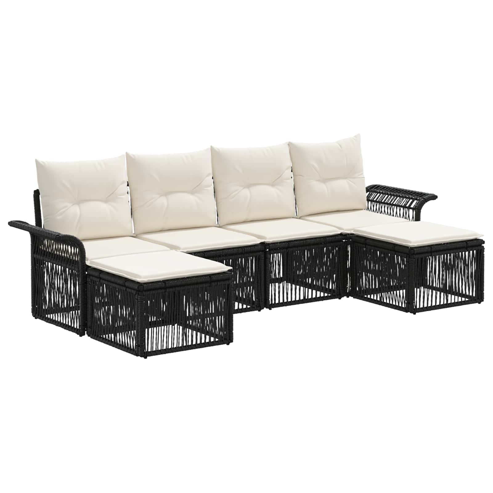 Ensemble de canapé de jardin 6 pcs Noir polyrotin - XIOS