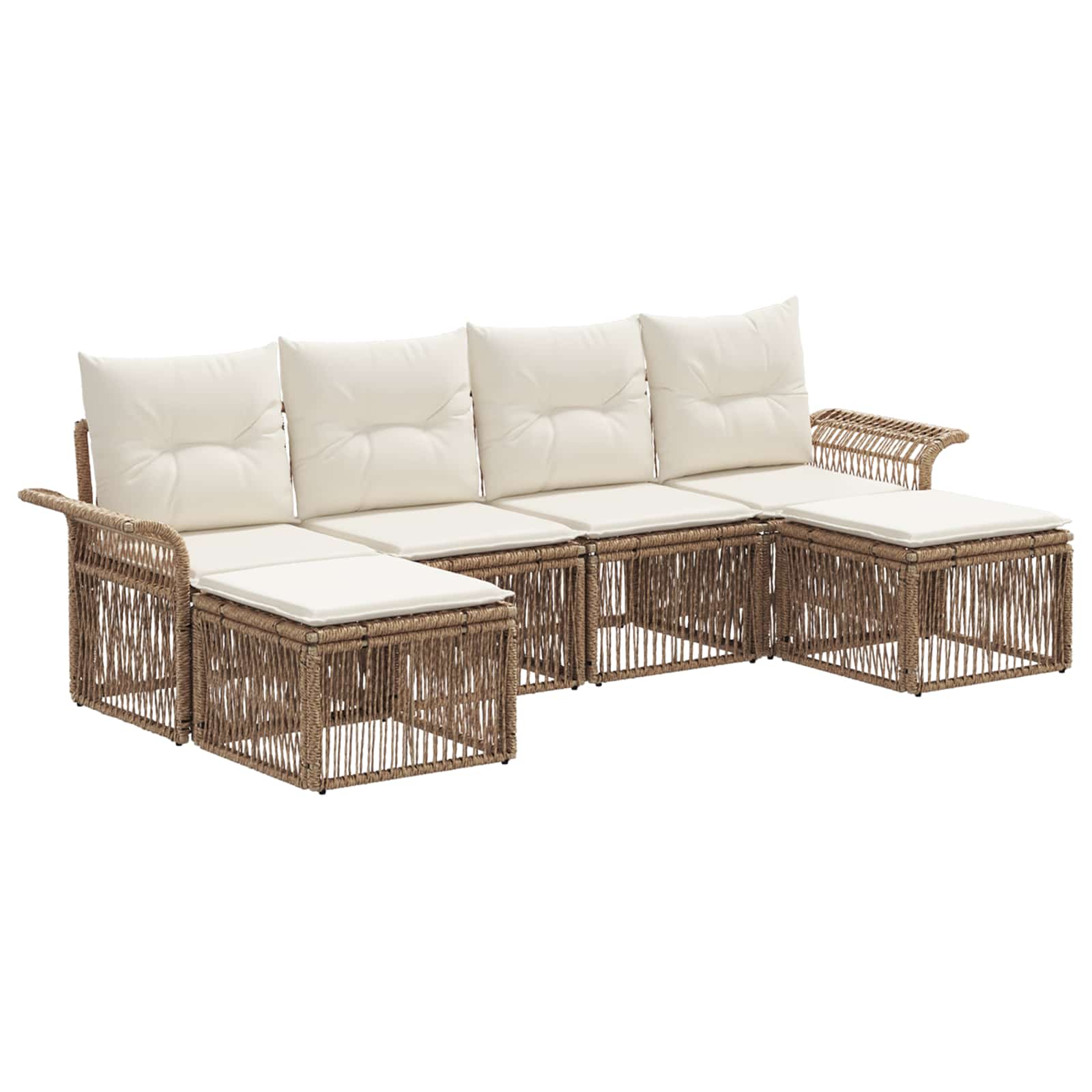 Ensemble de canapé de jardin 6 pcs Beige polyrotin - XIOS
