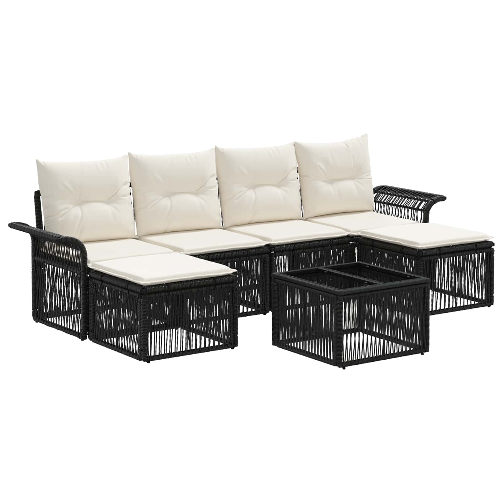 Ensemble de canapé de jardin 7 pcs Noir polyrotin - XIOS