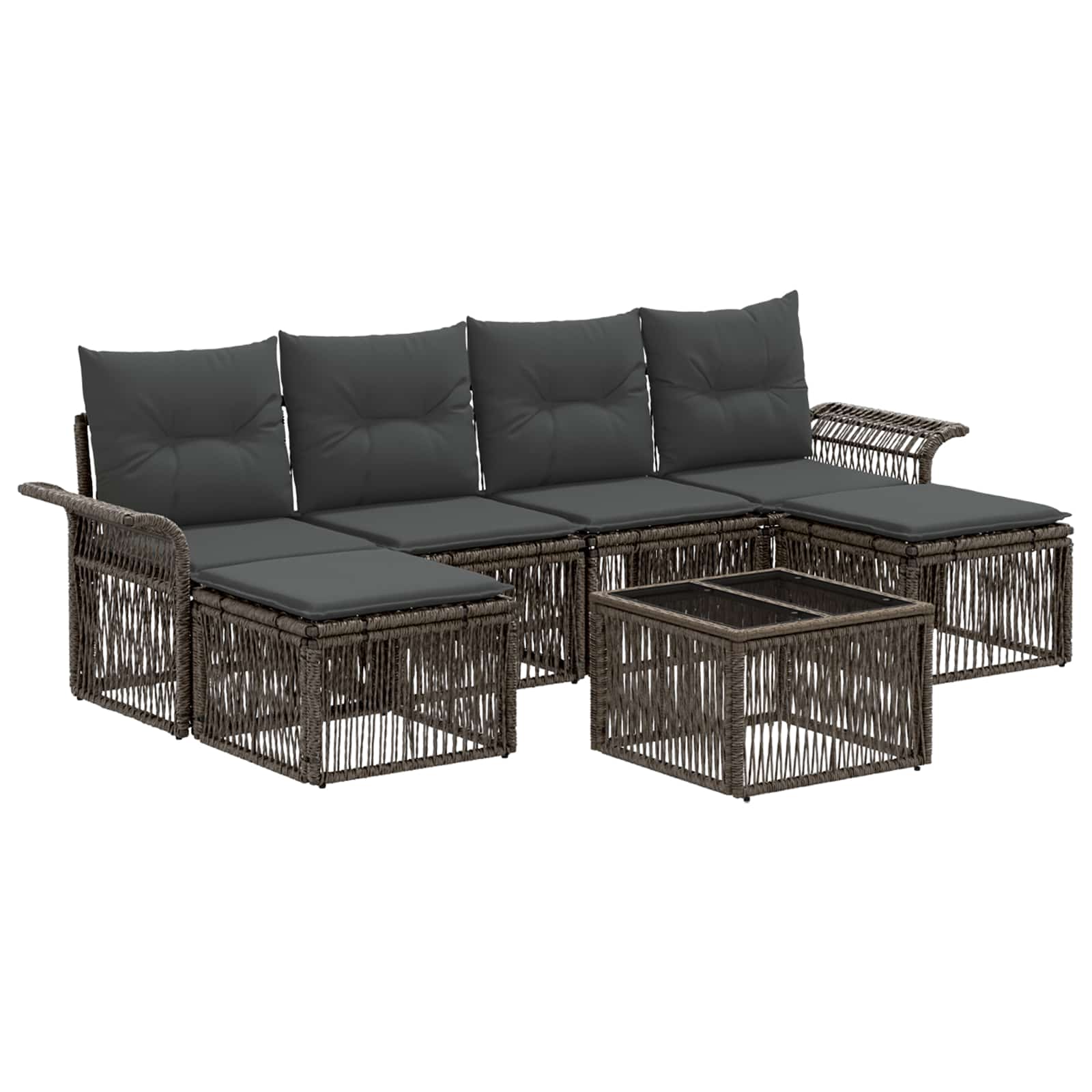 Ensemble de canapé de jardin 7 pcs Gris polyrotin - XIOS
