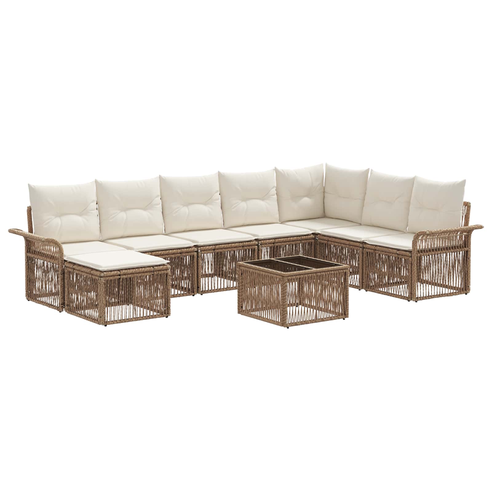 Ensemble de canapé de jardin 9 pcs Beige polyrotin - XIOS