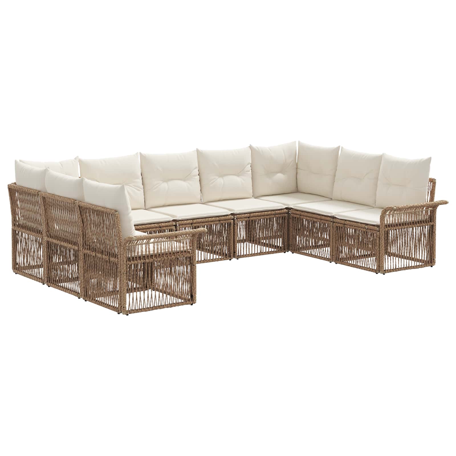 Ensemble de canapé de jardin 9 pcs Beige polyrotin - XIOS