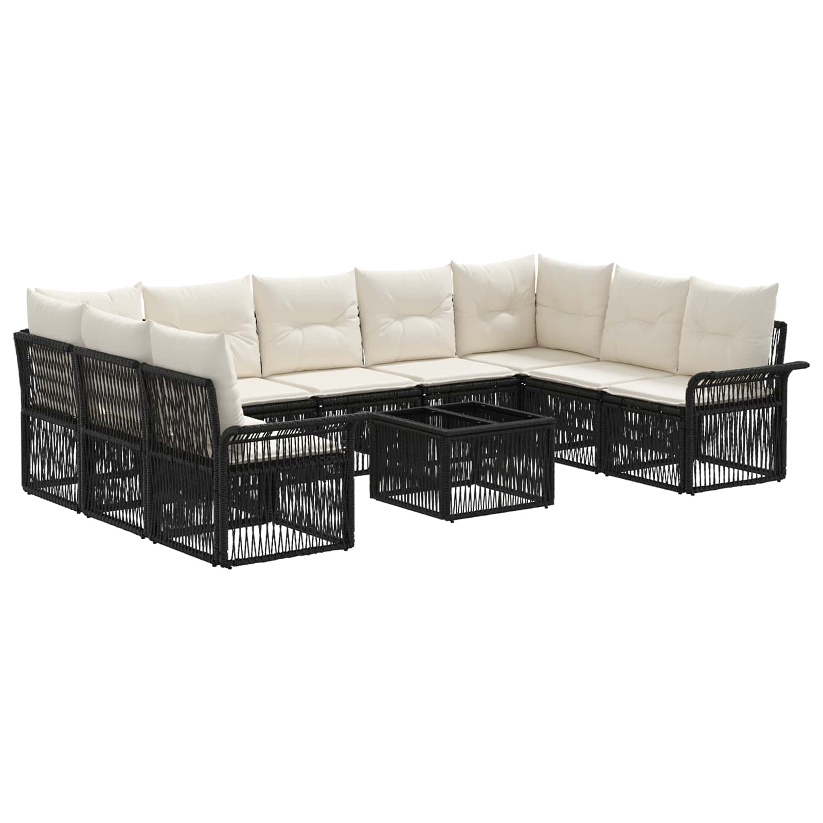 Ensemble de canapé de jardin 10 pcs Noir polyrotin - XIOS