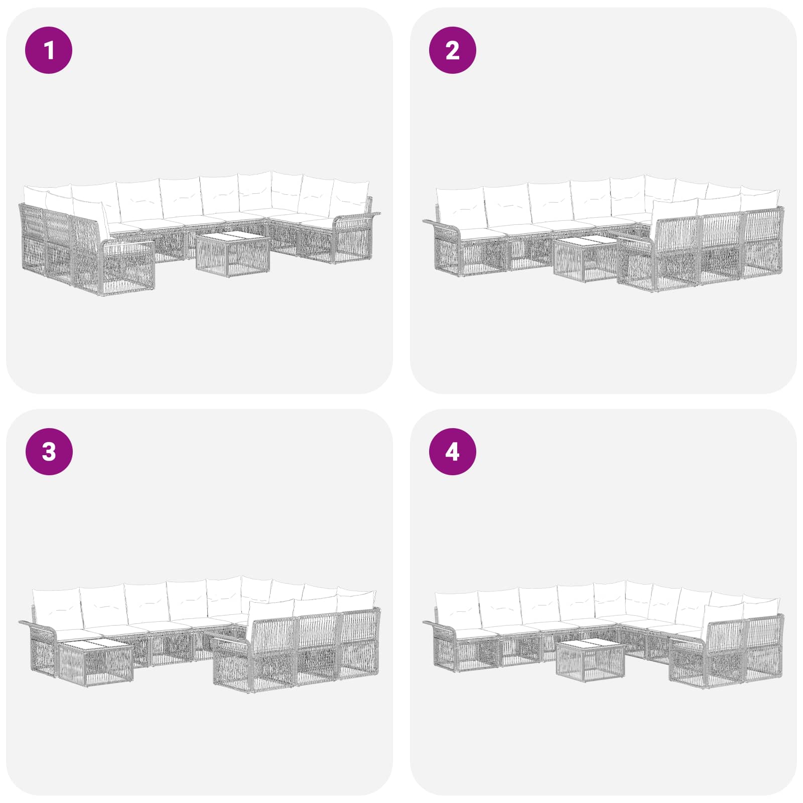 Ensemble de canapé de jardin 11 pcs Noir polyrotin - XIOS