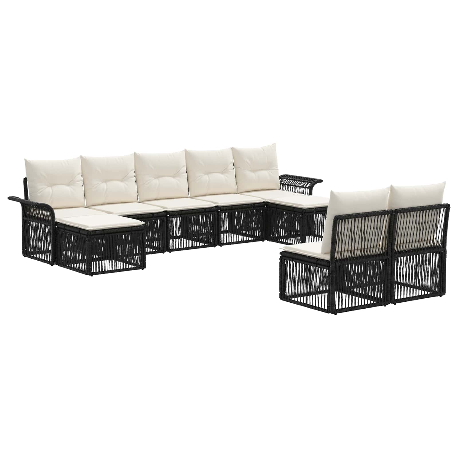 Ensemble de canapé de jardin 9 pcs Noir polyrotin - XIOS