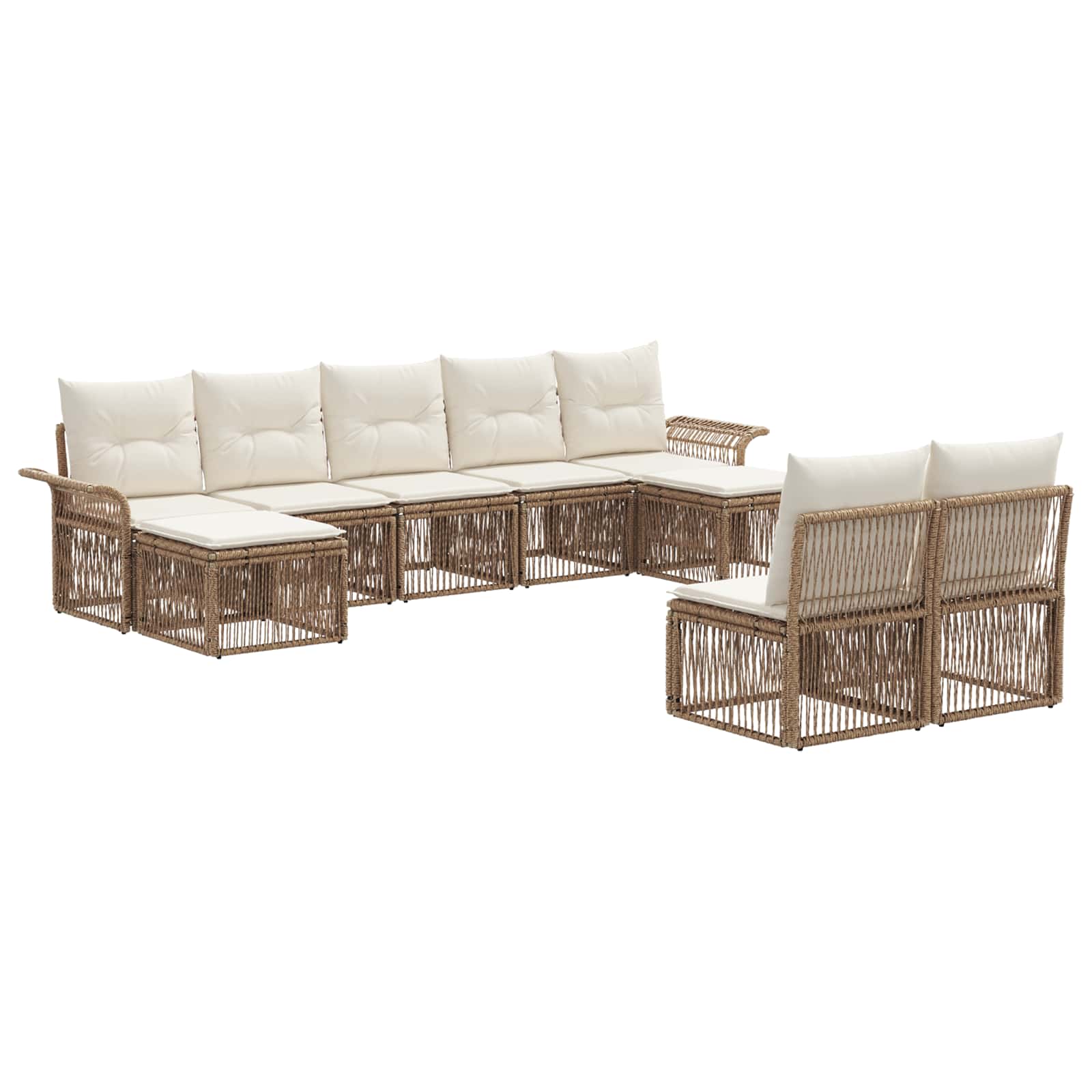 Ensemble de canapé de jardin 9 pcs Beige polyrotin - XIOS