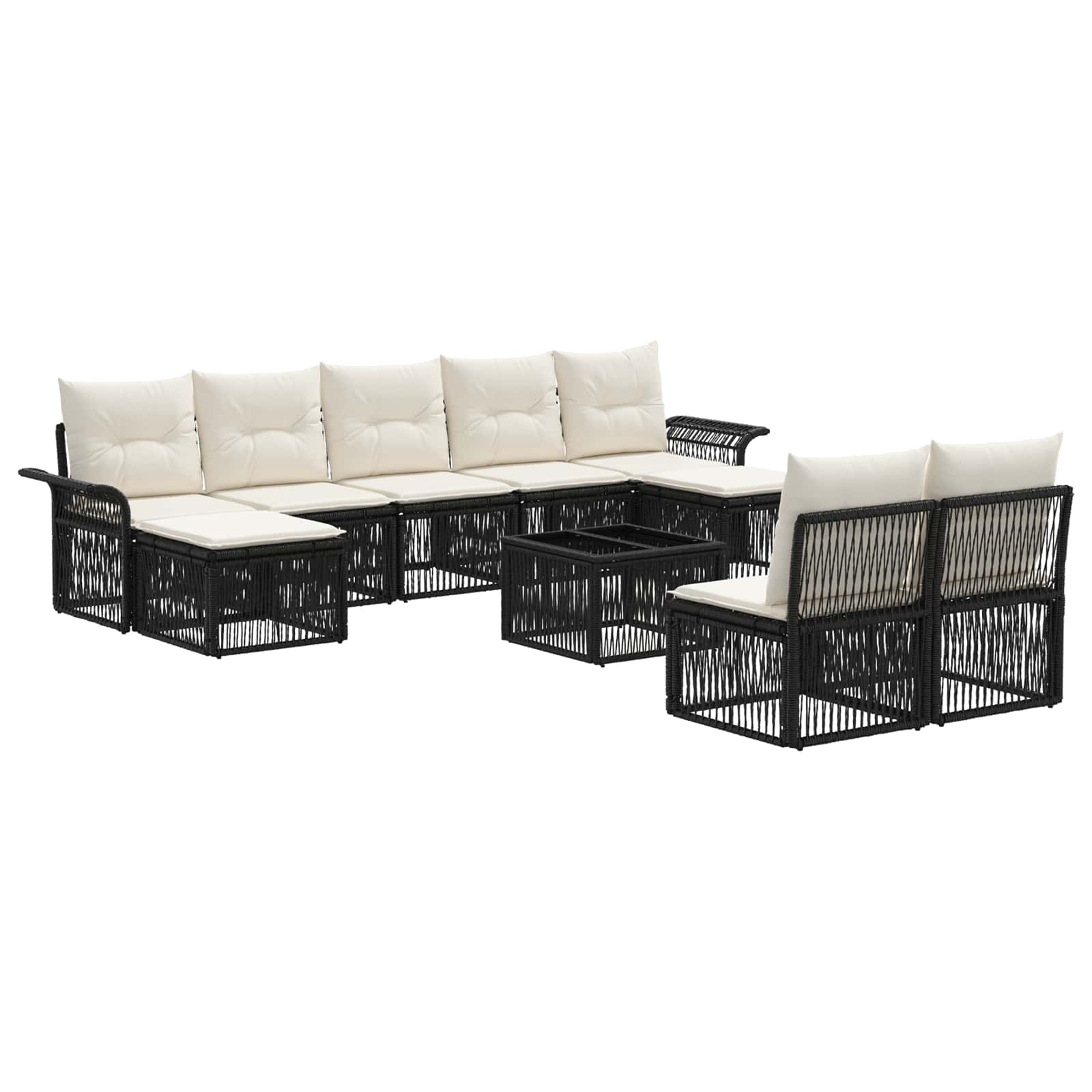 Ensemble de canapé de jardin 10 pcs Noir polyrotin - XIOS