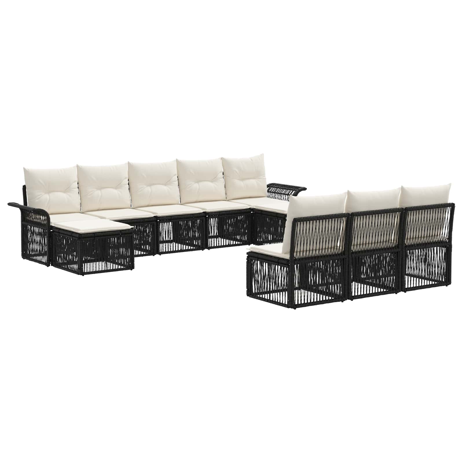 Ensemble de canapé de jardin 10 pcs Noir polyrotin - XIOS