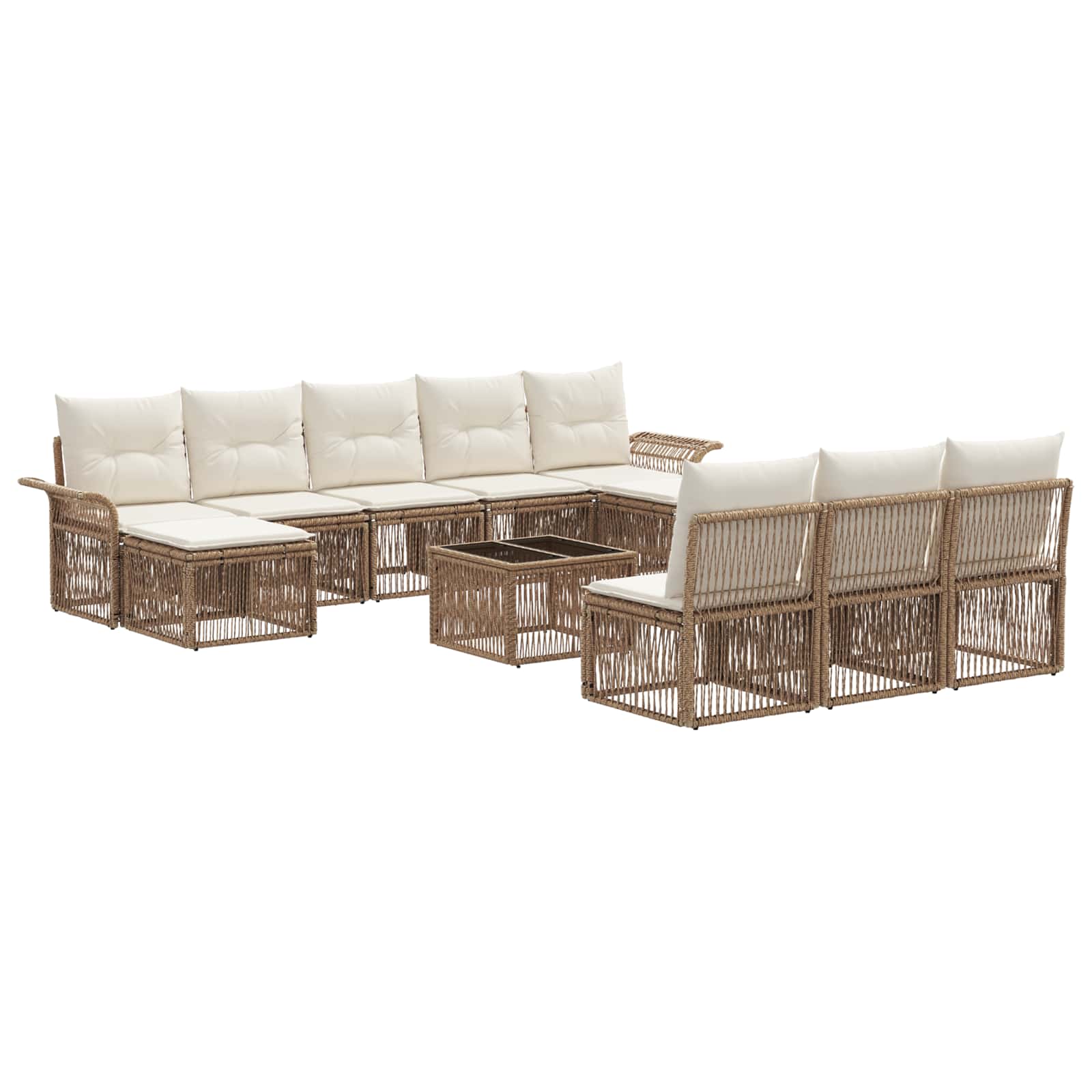 Ensemble de canapé de jardin 11 pcs Beige polyrotin - XIOS