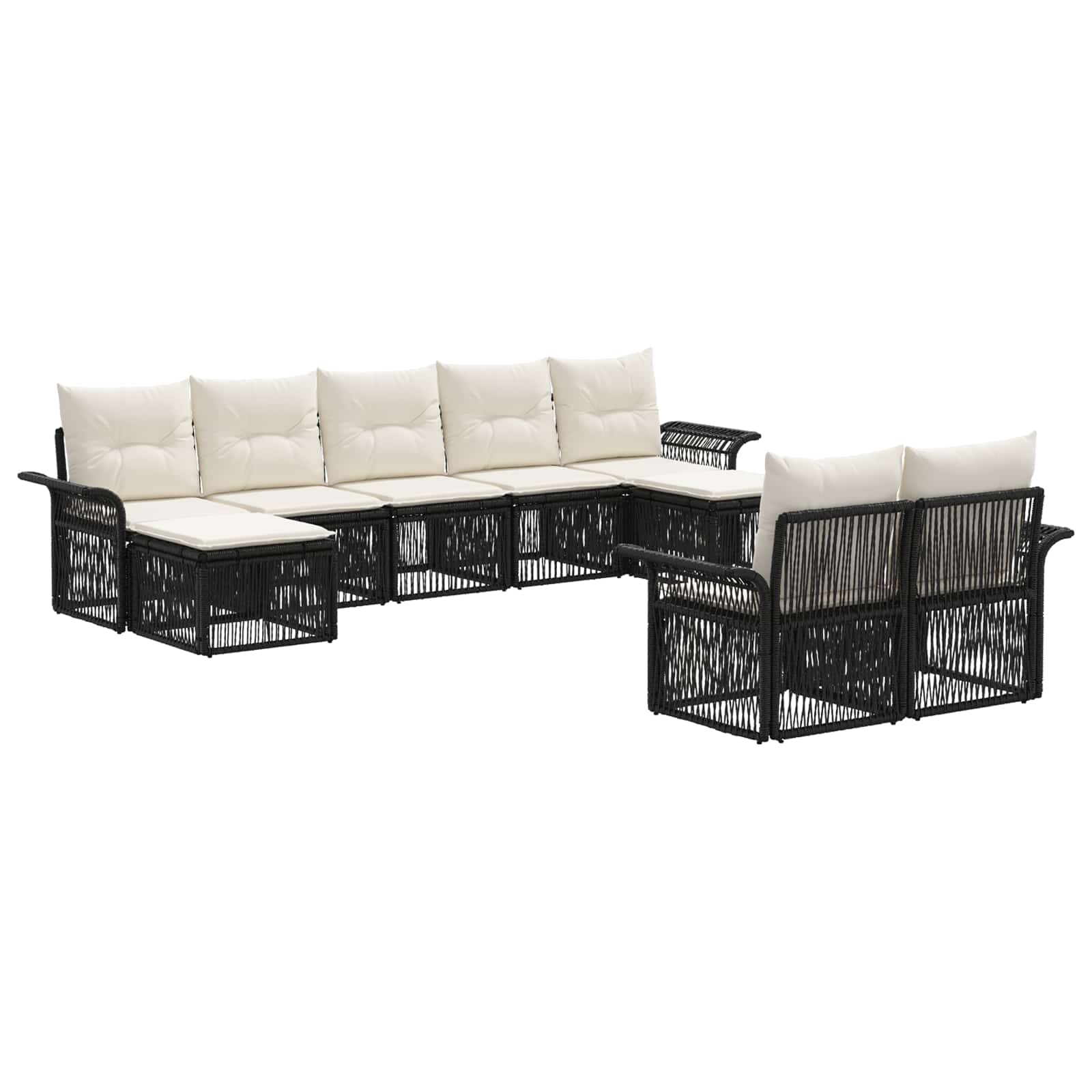 Ensemble de canapé de jardin 9 pcs Noir polyrotin - XIOS