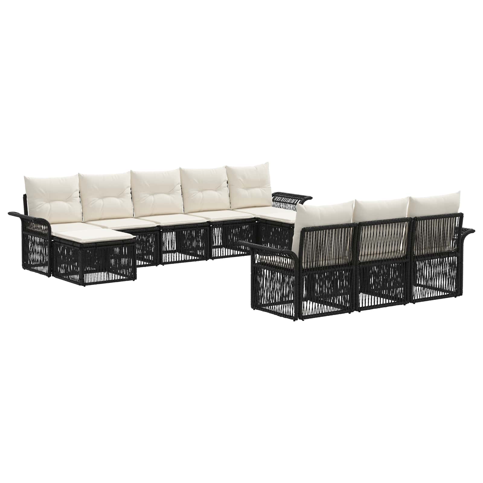 Ensemble de canapé de jardin 10 pcs Noir polyrotin - XIOS