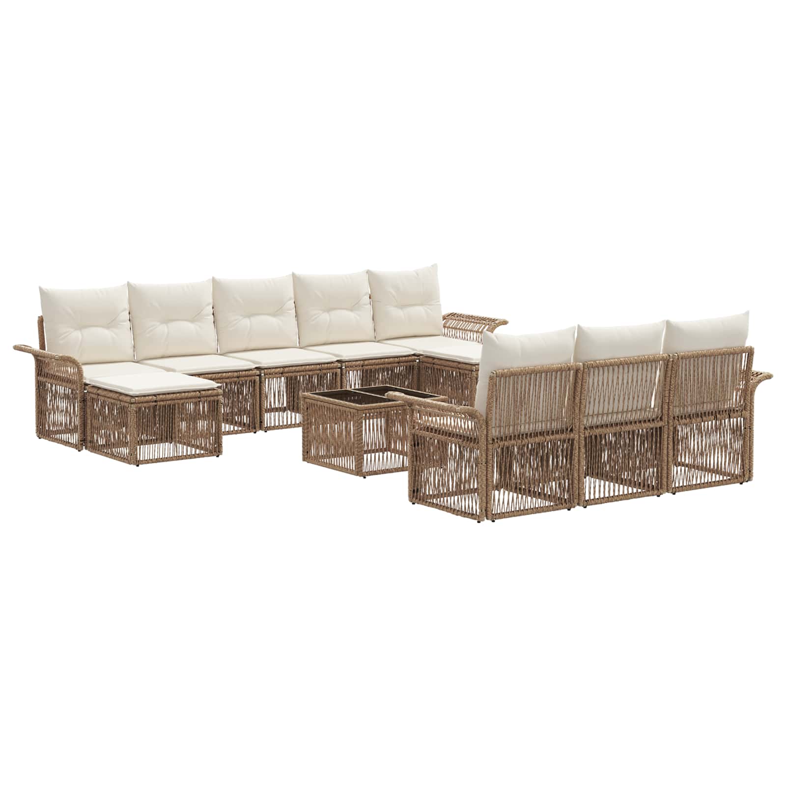 Ensemble de canapé de jardin 11 pcs Beige polyrotin - XIOS
