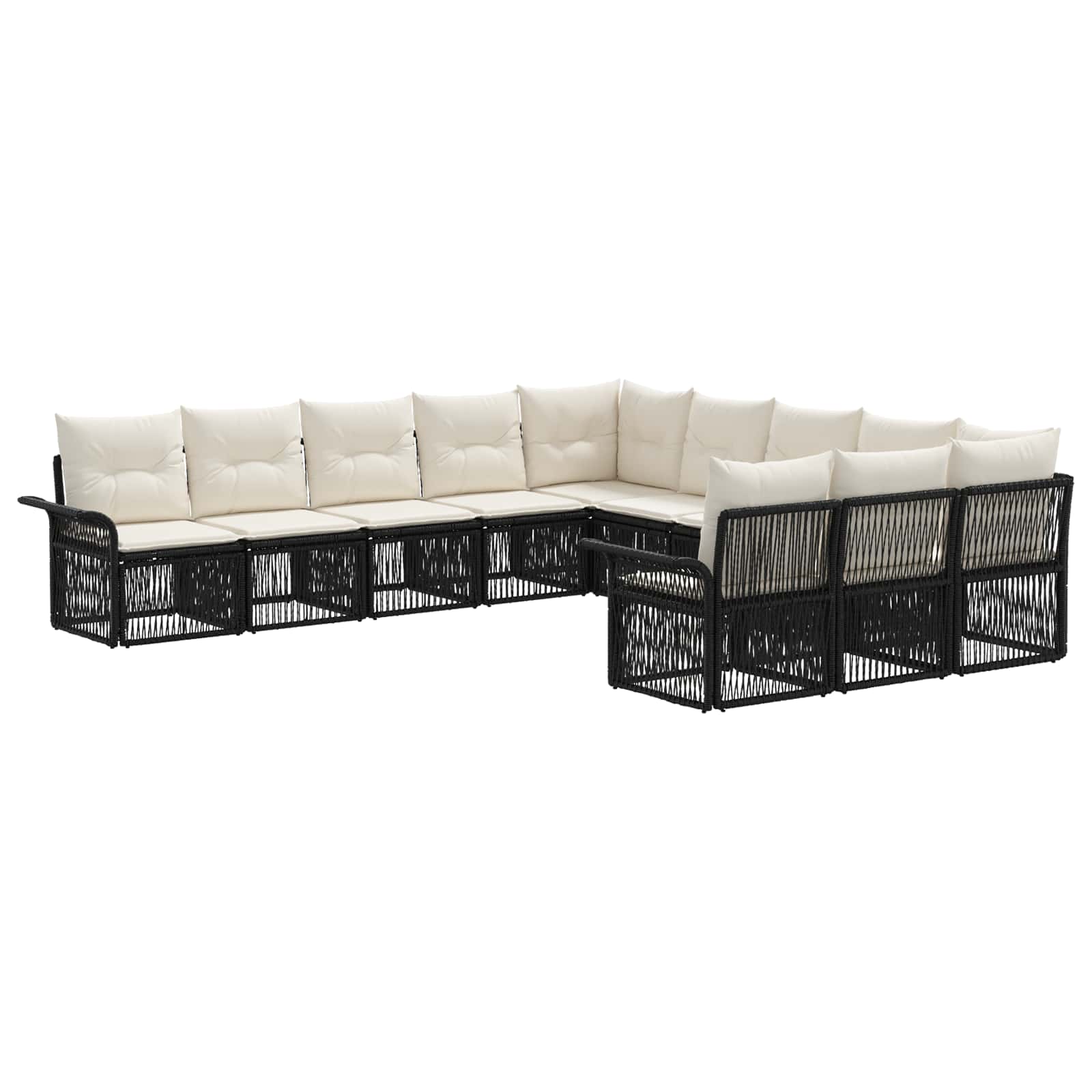 Ensemble de canapé de jardin 11 pcs Noir polyrotin - XIOS